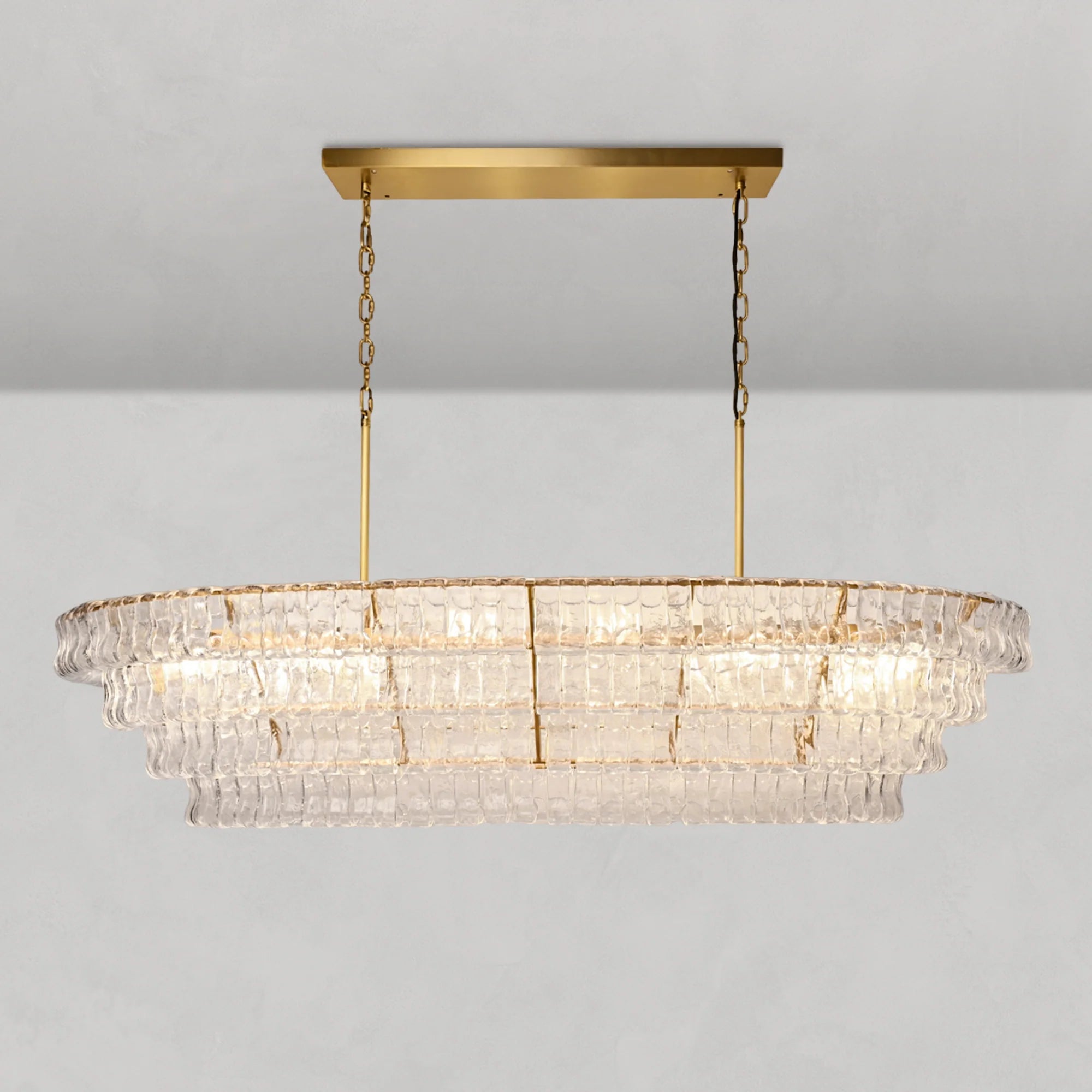 Art Glass Ghiaccio Oval Chandelier - All Products, Best Sellers, Chandelier, Ghiaccio Series, Glass- Chandelier1-Luxehomezone