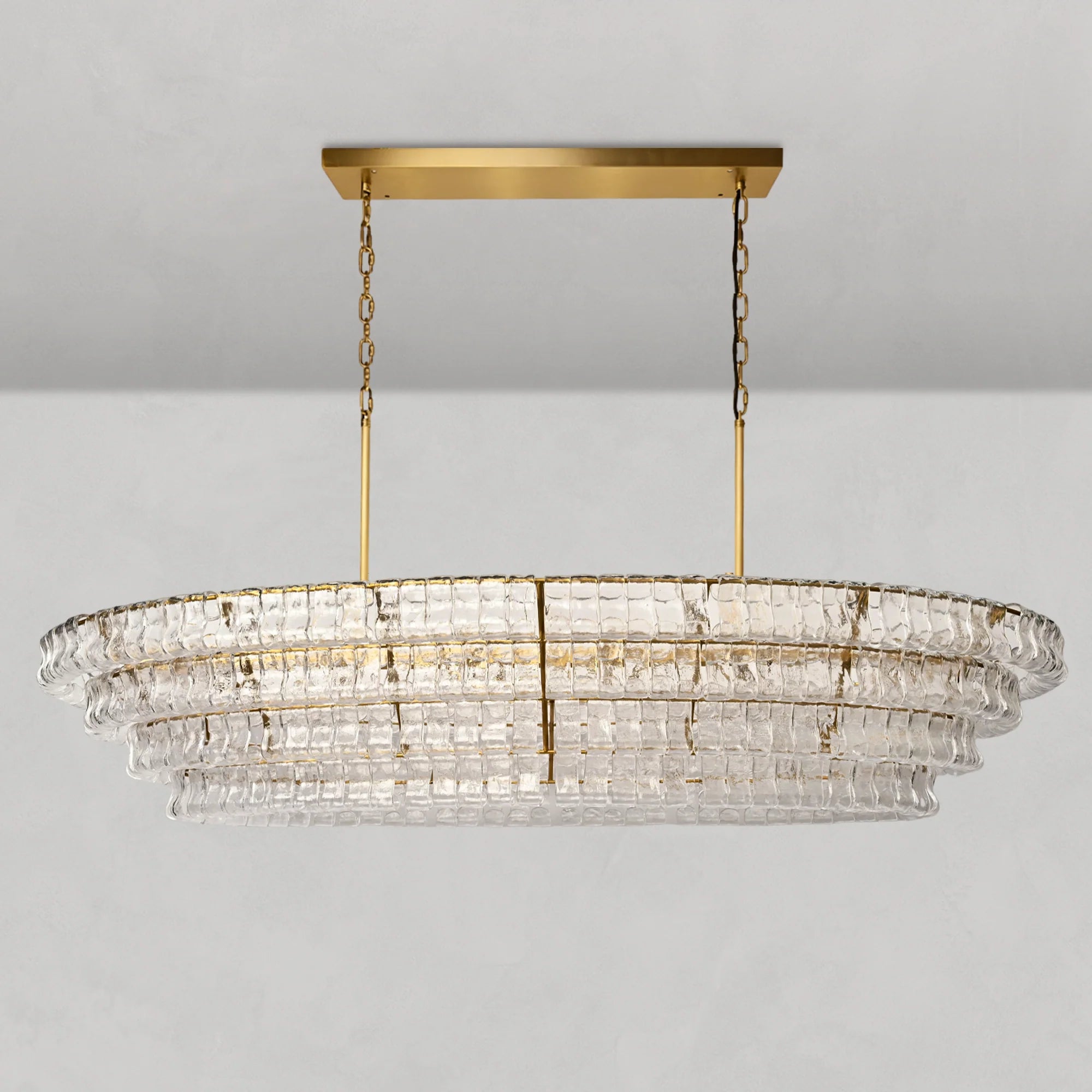 Art Glass Ghiaccio Oval Chandelier - All Products, Best Sellers, Chandelier, Ghiaccio Series, Glass- Chandelier1-Luxehomezone