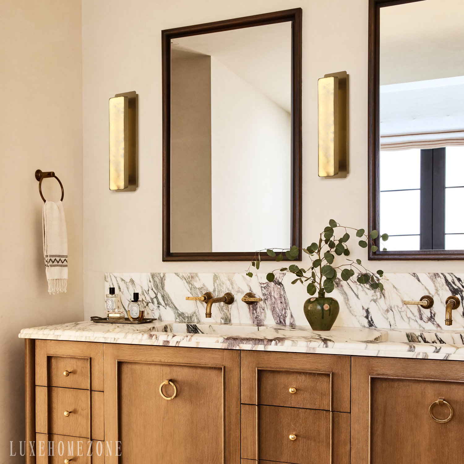 Melange Alabaster Rectangle Wall Sconces 20"