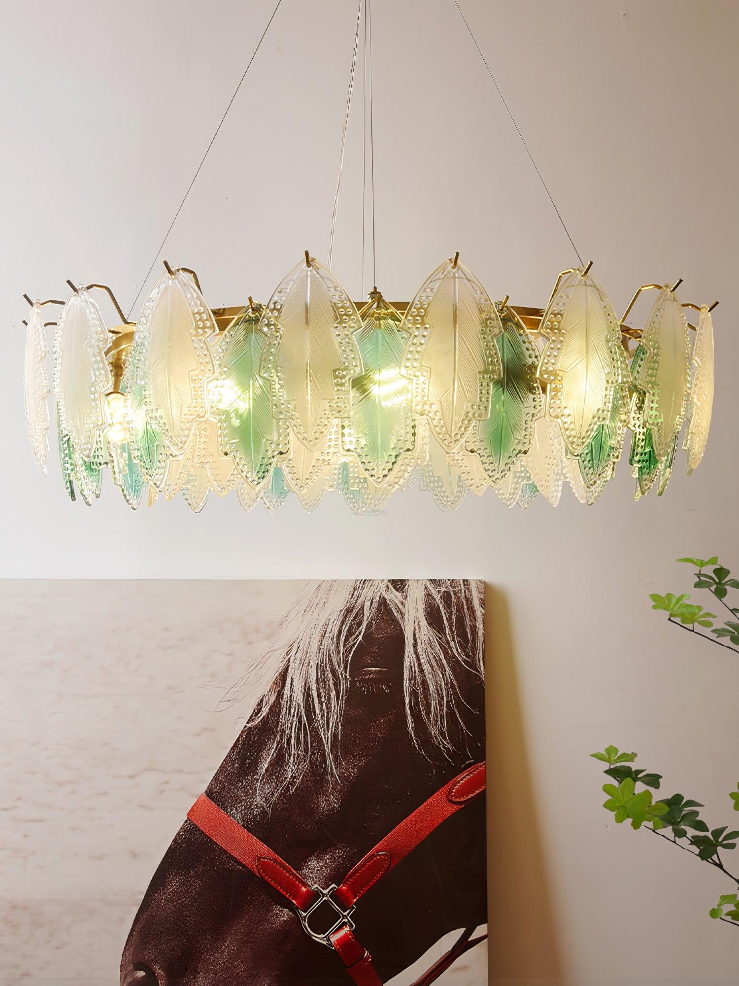 Maple Leaf Type Glass Chandelier - Cylinder-1-Luxehomezone