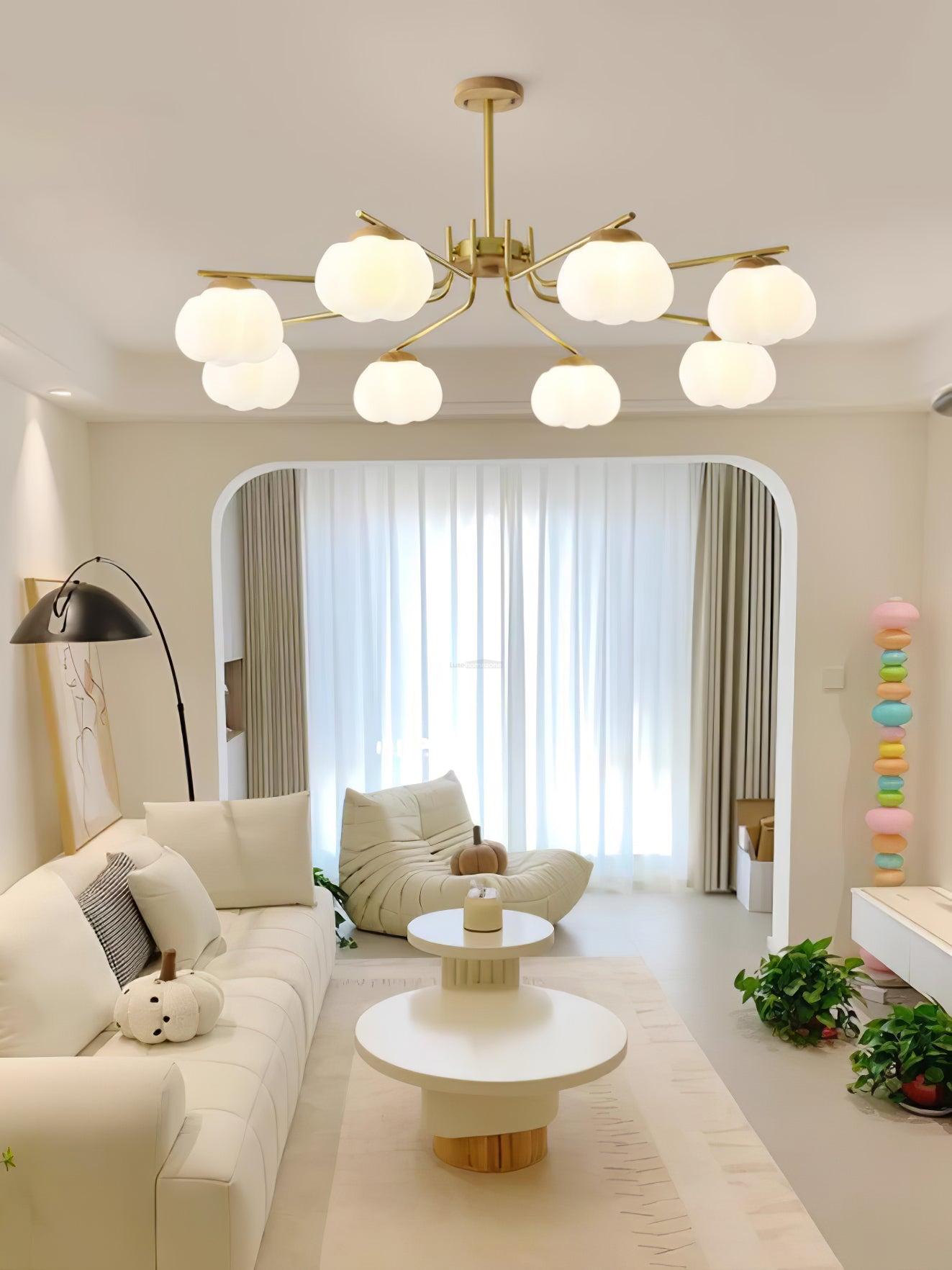 Plastic Cotton Balls Chandelier with 5/8 heads - Zahara-1-Luxehomezone