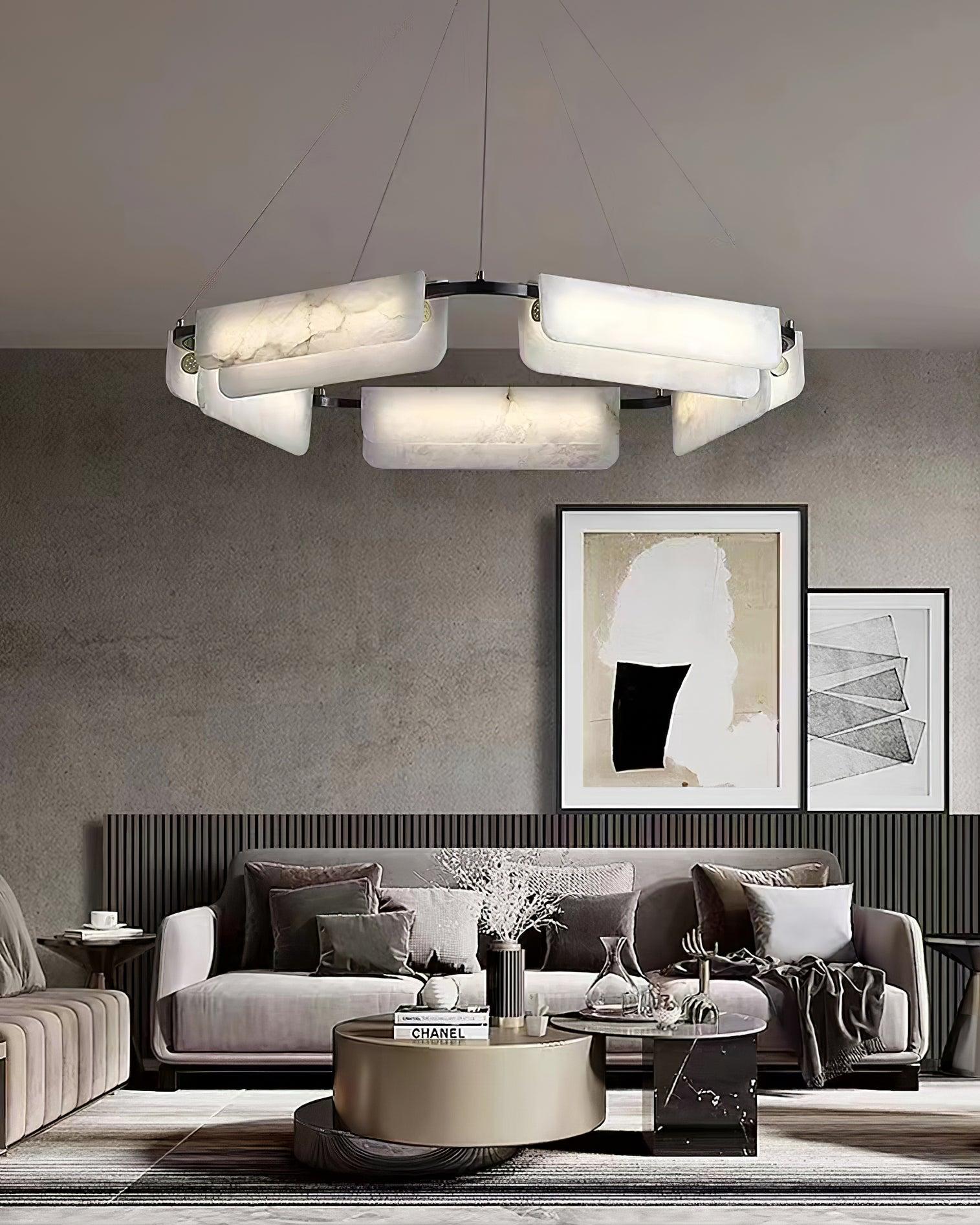 Delia Alabaster Chandelier - Alabaster, Alabaster Chandelier-1-Luxehomezone