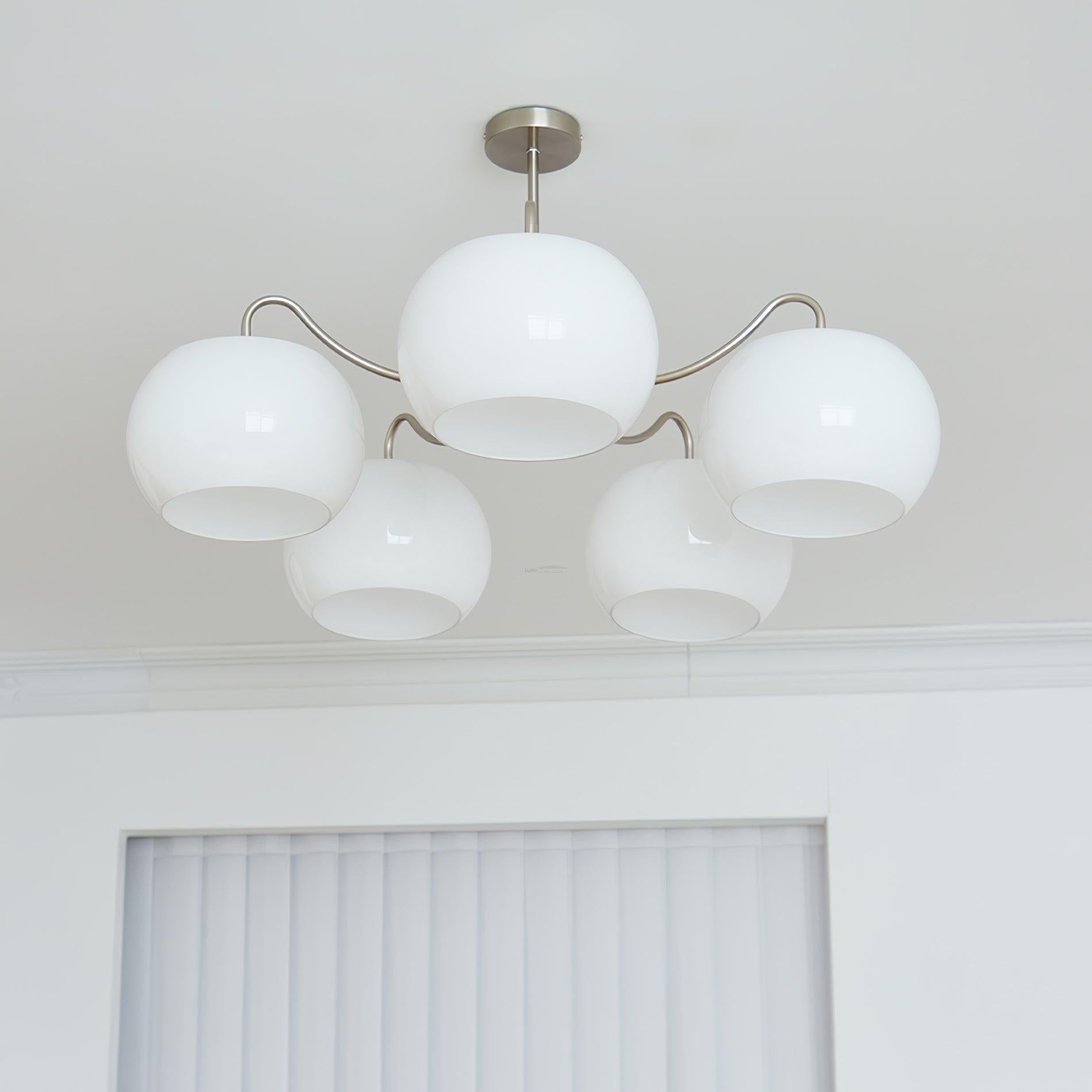 Nickel Glass Persimmon Chandelier with 3/5 heads - Glass Chandelier, Optimized, Persimmon-1-Luxehomezone