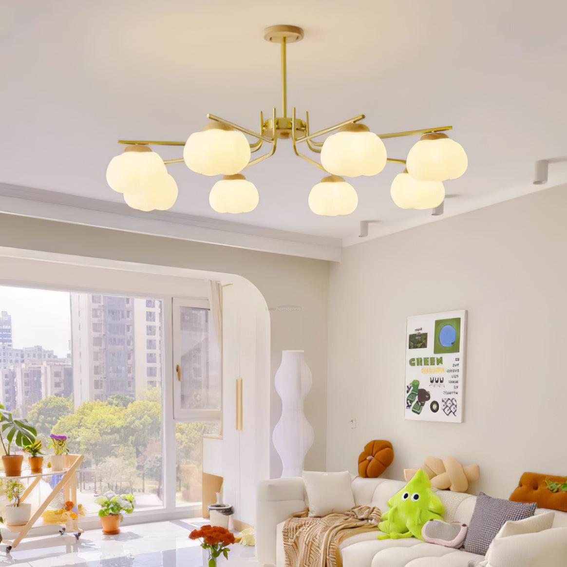Plastic Cotton Balls Chandelier with 5/8 heads - Zahara-1-Luxehomezone