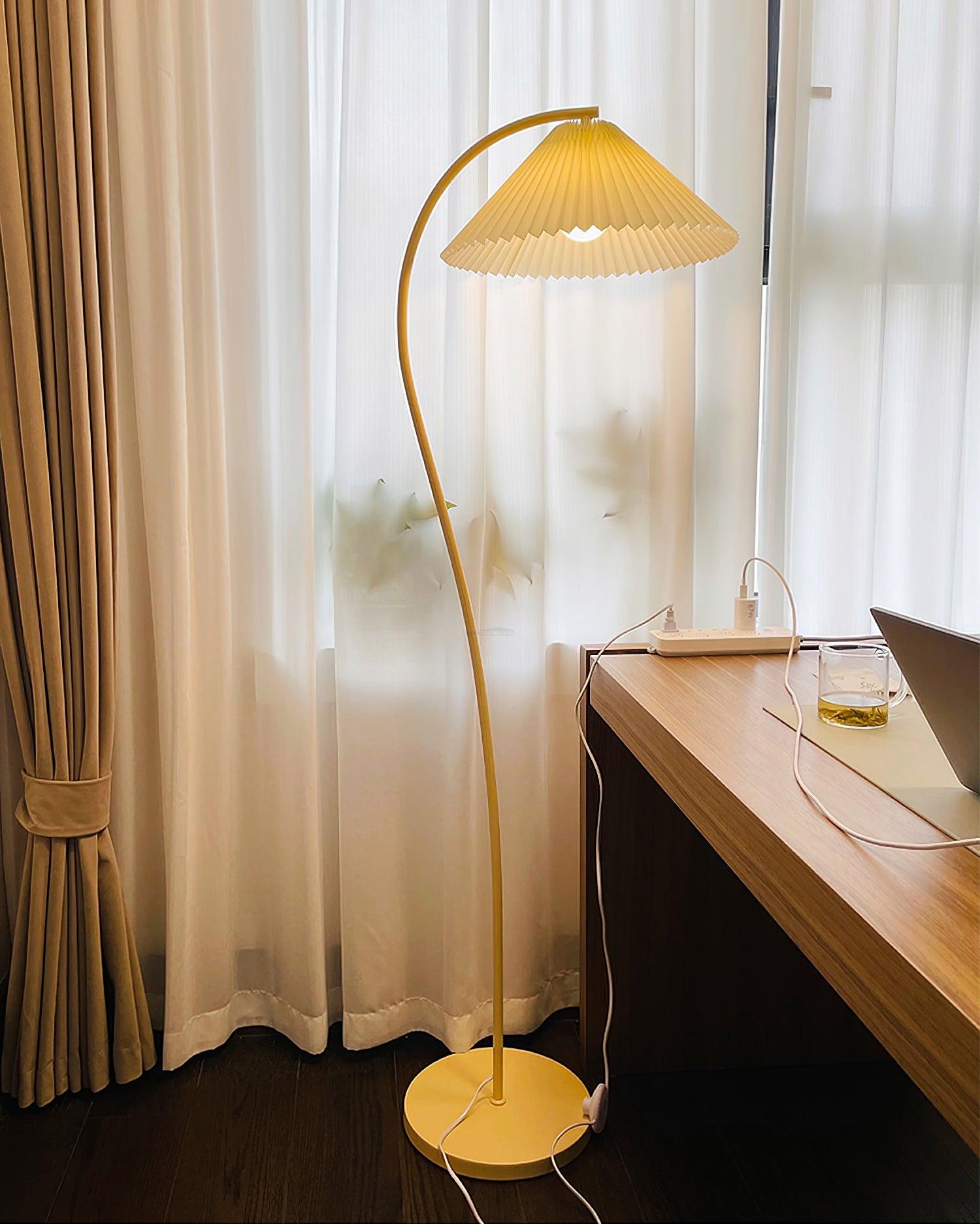 Crescini Pleated Floor Lamp ∅ 11.8″ - Drapery-1-Luxehomezone