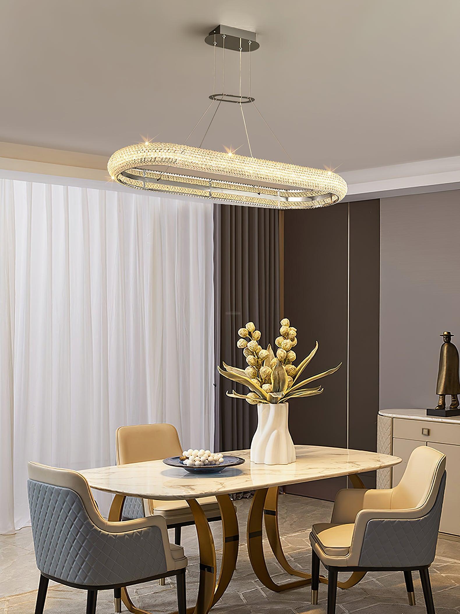 Asscher Ring Chandelier ∅ 17.7″ - Crystals-1-Luxehomezone