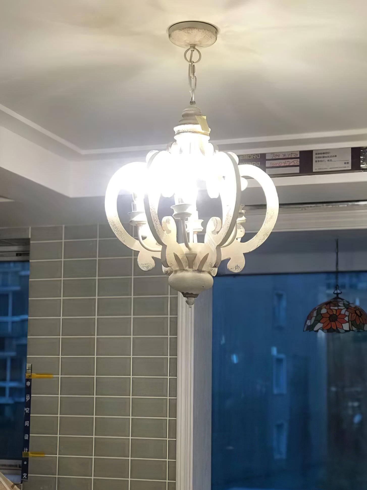 Antique White Style Chandelier Φ 19.7″ - Genteel, Optimized-1-Luxehomezone
