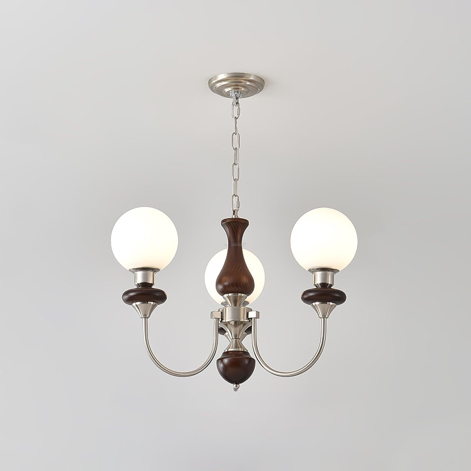 Walnut Brass Chandelier with 3/6/8 lamps - Bend, Marshmallow Chandelier-1-Luxehomezone