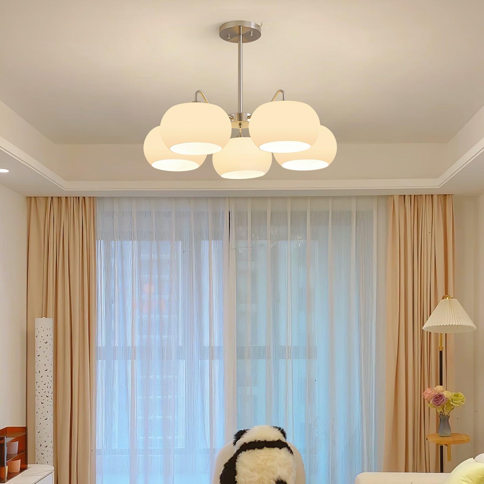 Nickel Glass Persimmon Chandelier with 3/5 heads - Glass Chandelier, Optimized, Persimmon-1-Luxehomezone