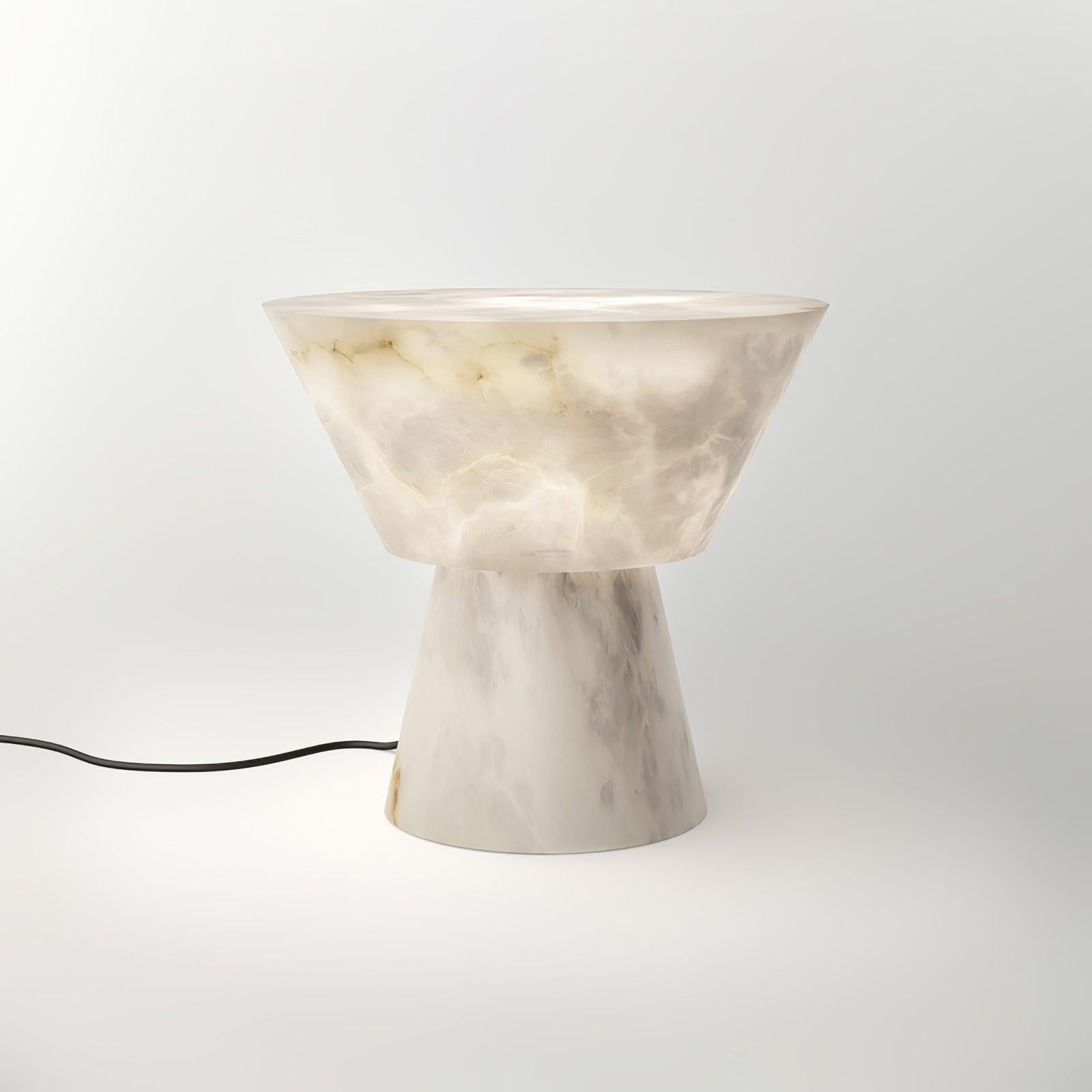 Beta Marble Round Table Lamp - Alabaster-1-Luxehomezone