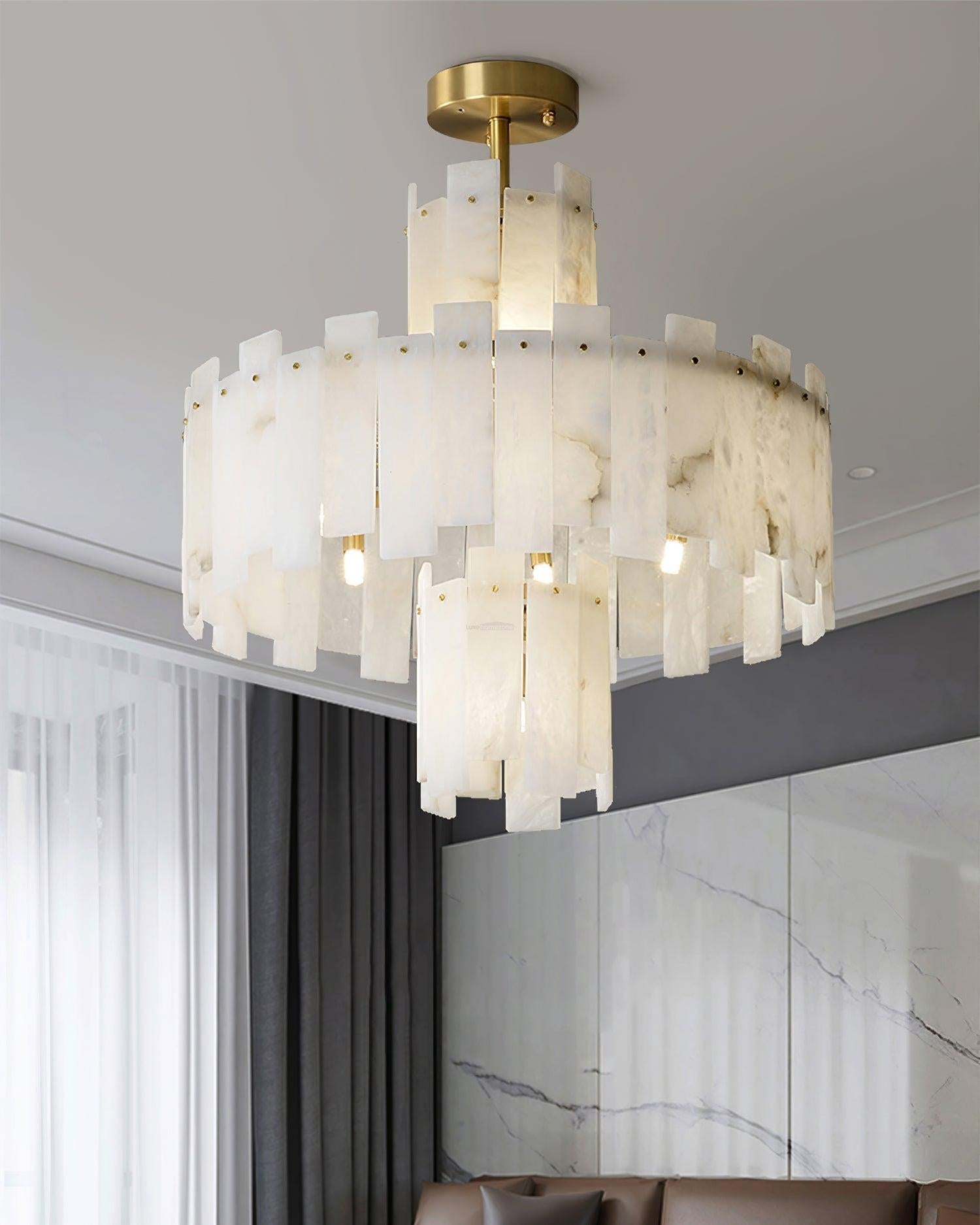 Regina Alabaster Round Chandelier - Alabaster, Alabaster Chandelier-1-Luxehomezone
