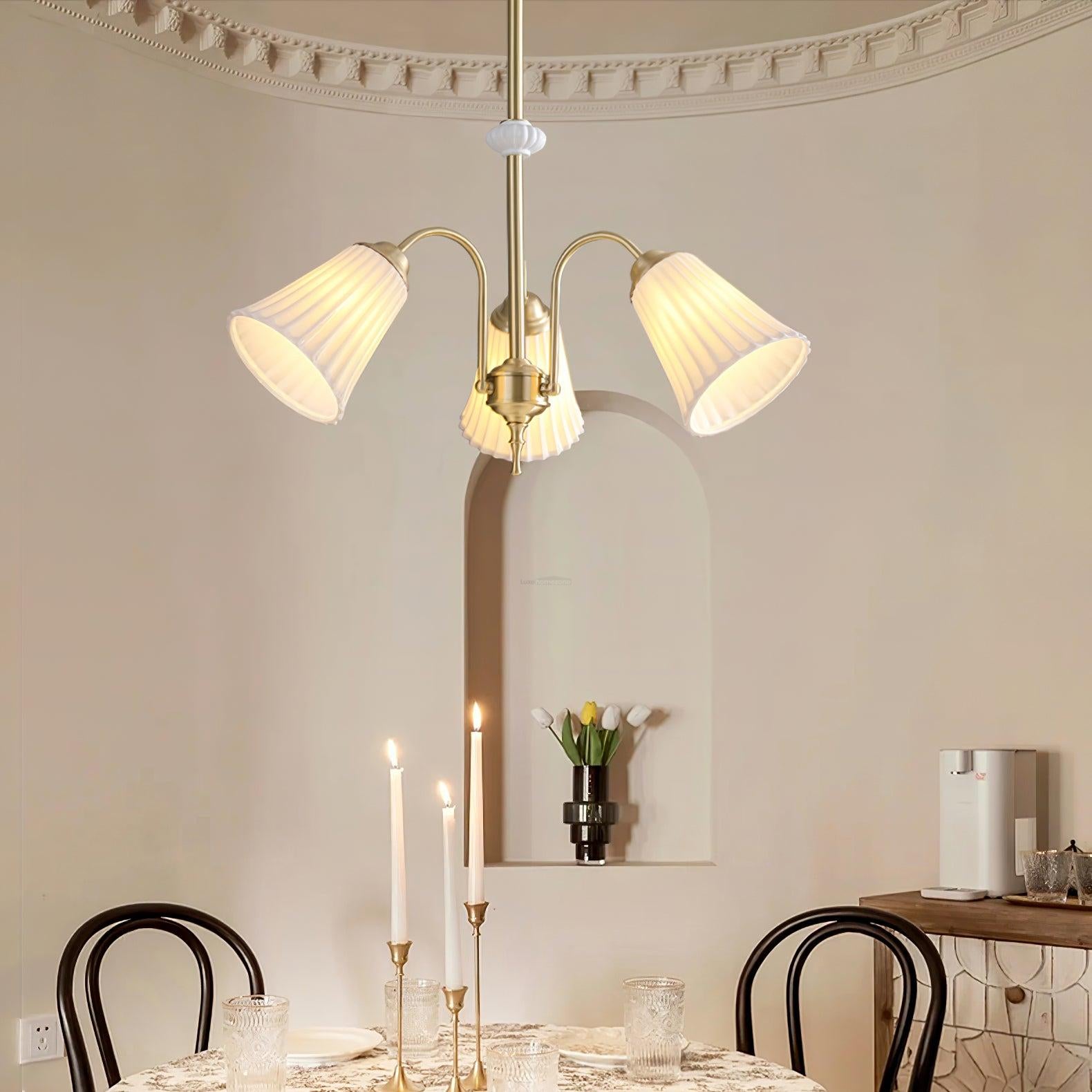 Medieval Ceramic Trumpet Chandelier with 3/5/8 lamps - Flower Ceramic-1-Luxehomezone