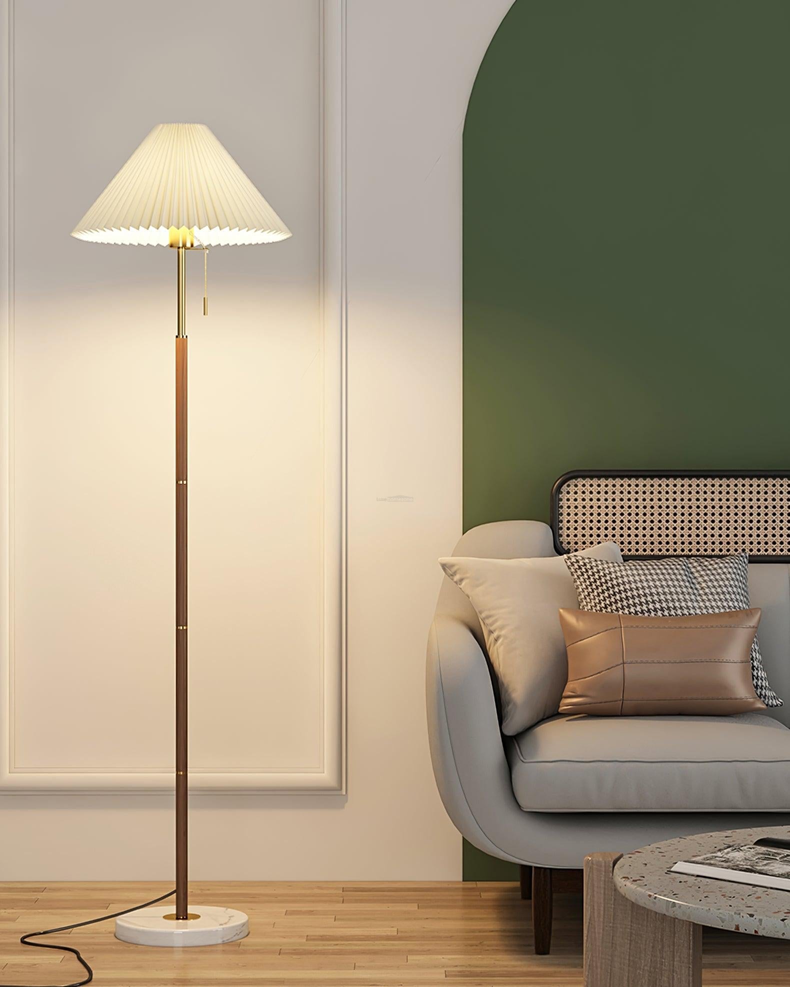 Vintage Pleated Floor Lamp ∅ 11″ - Drapery-1-Luxehomezone