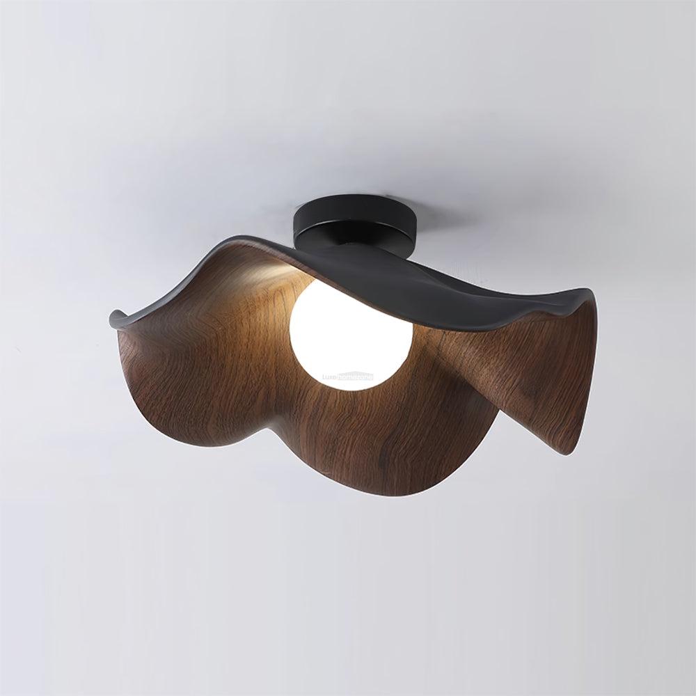 Lotus Leaf Ceiling Lamp 11''/15.7'' - Semi Flush Mounts, Wood-1-Luxehomezone