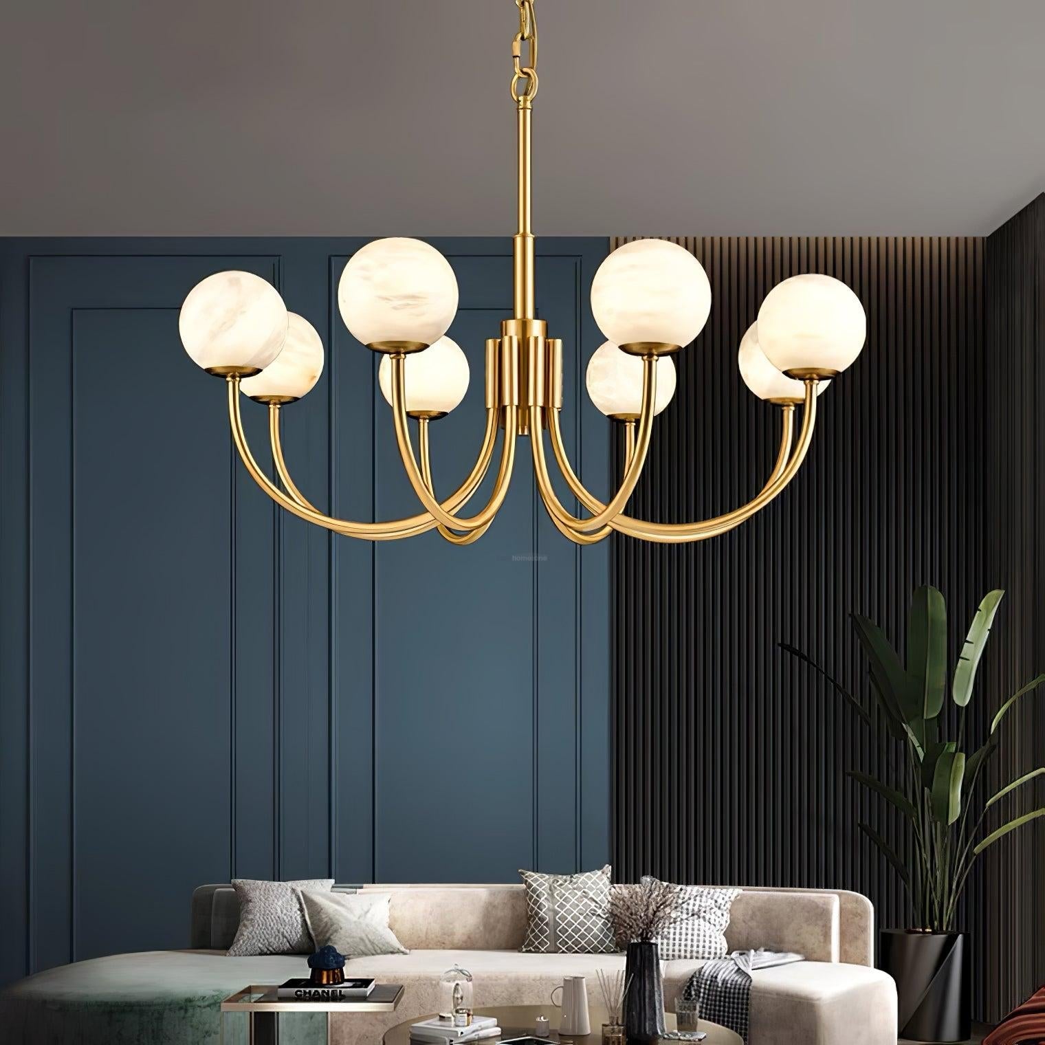 Aurelian Alabaster Globe Chandelier with 6/8/10/12 heads - Luxehomezone