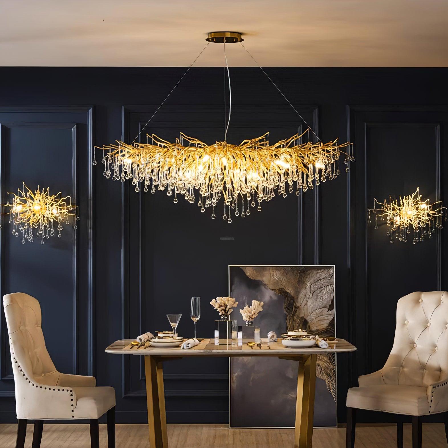 Teardrop Style Crystal Chandelier - Crystals, Gold & Clear crystal-1-Luxehomezone