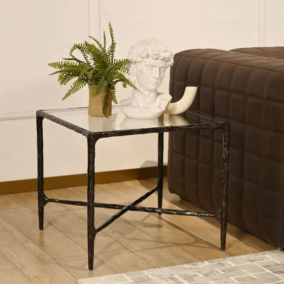 Thaddeus Glass Square Side Table 18" 22"