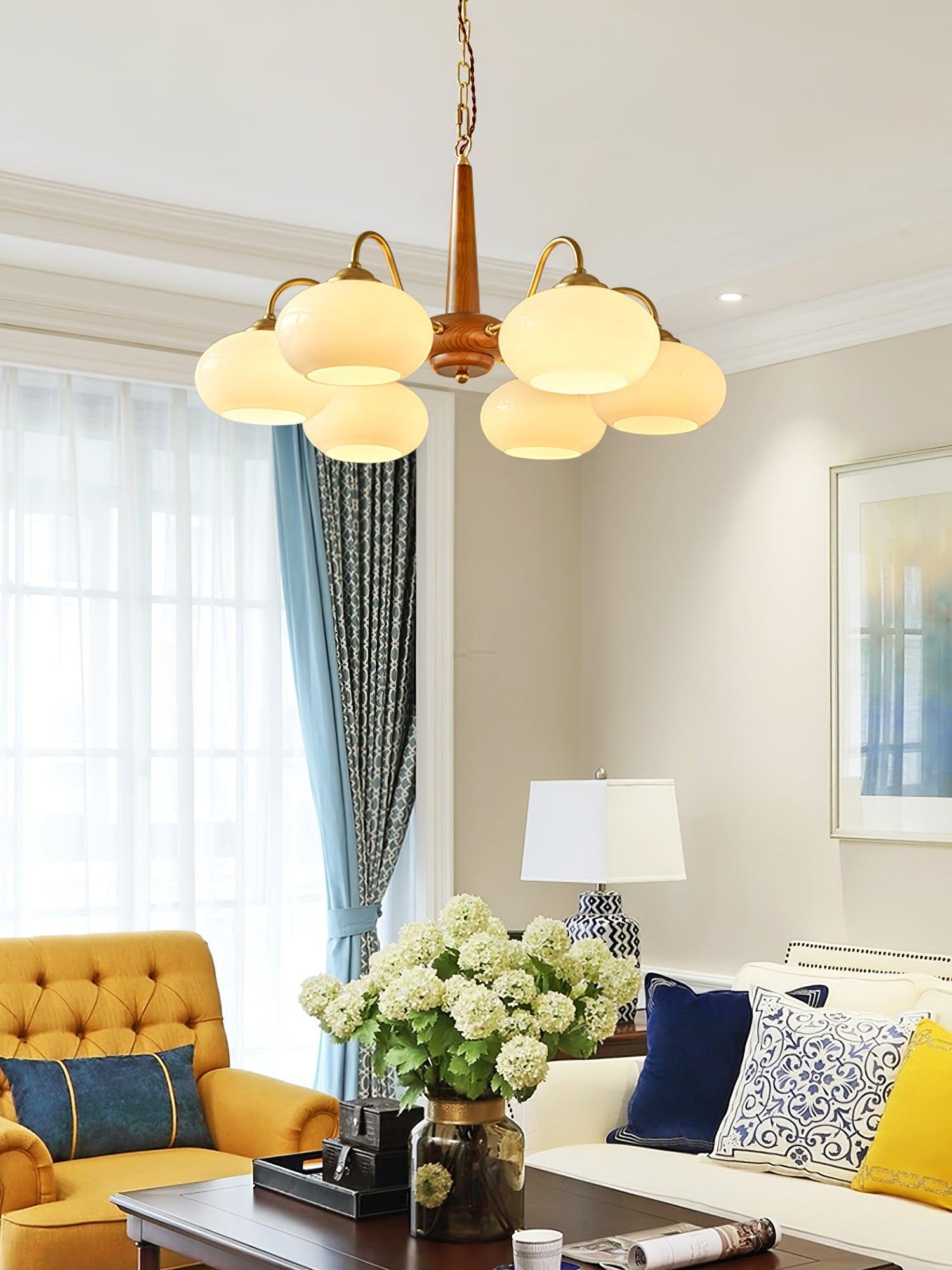 Persimmon Chandelier with 3/4/6 heads - Glass Chandelier, Persimmon-1-Luxehomezone