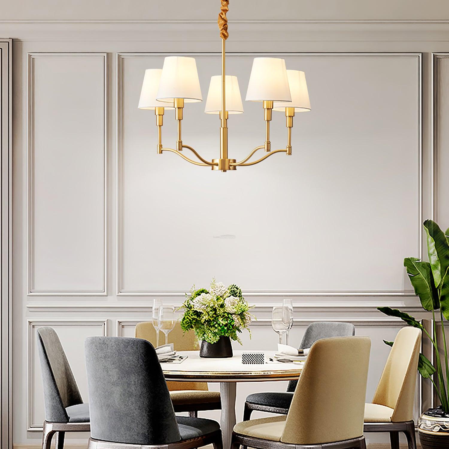 Meridian Mid Century Brass Chandelier with 3/5/8 heads - Variety-1-Luxehomezone