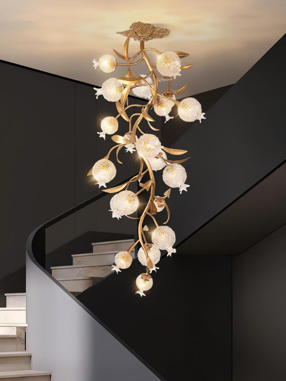 Pomegranate Brass Chandelier ∅ 19.7″ - Helia, Semi Flush Mounts-1-Luxehomezone