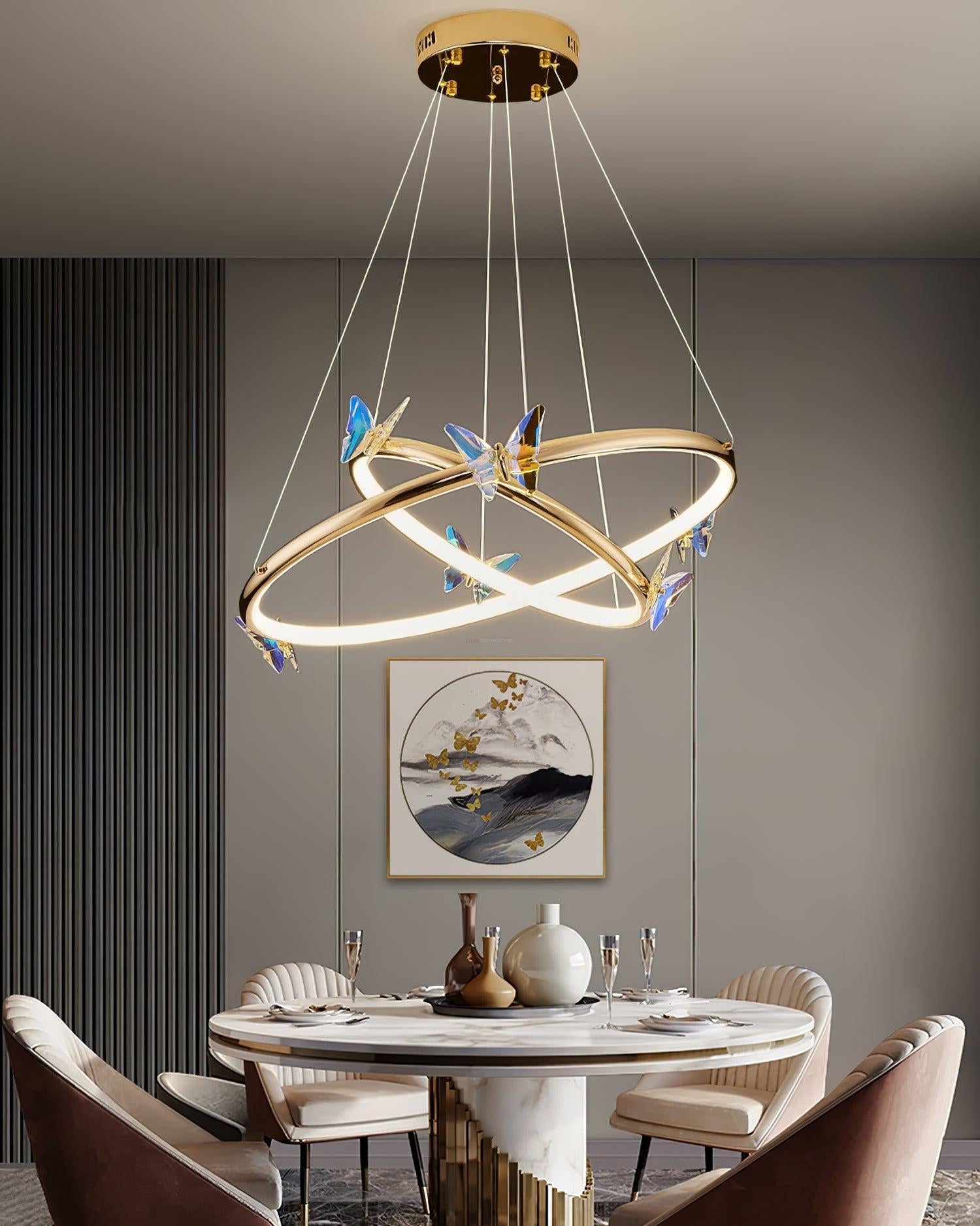 Blue Butterfly Round Chandelier - Butterfly-1-Luxehomezone