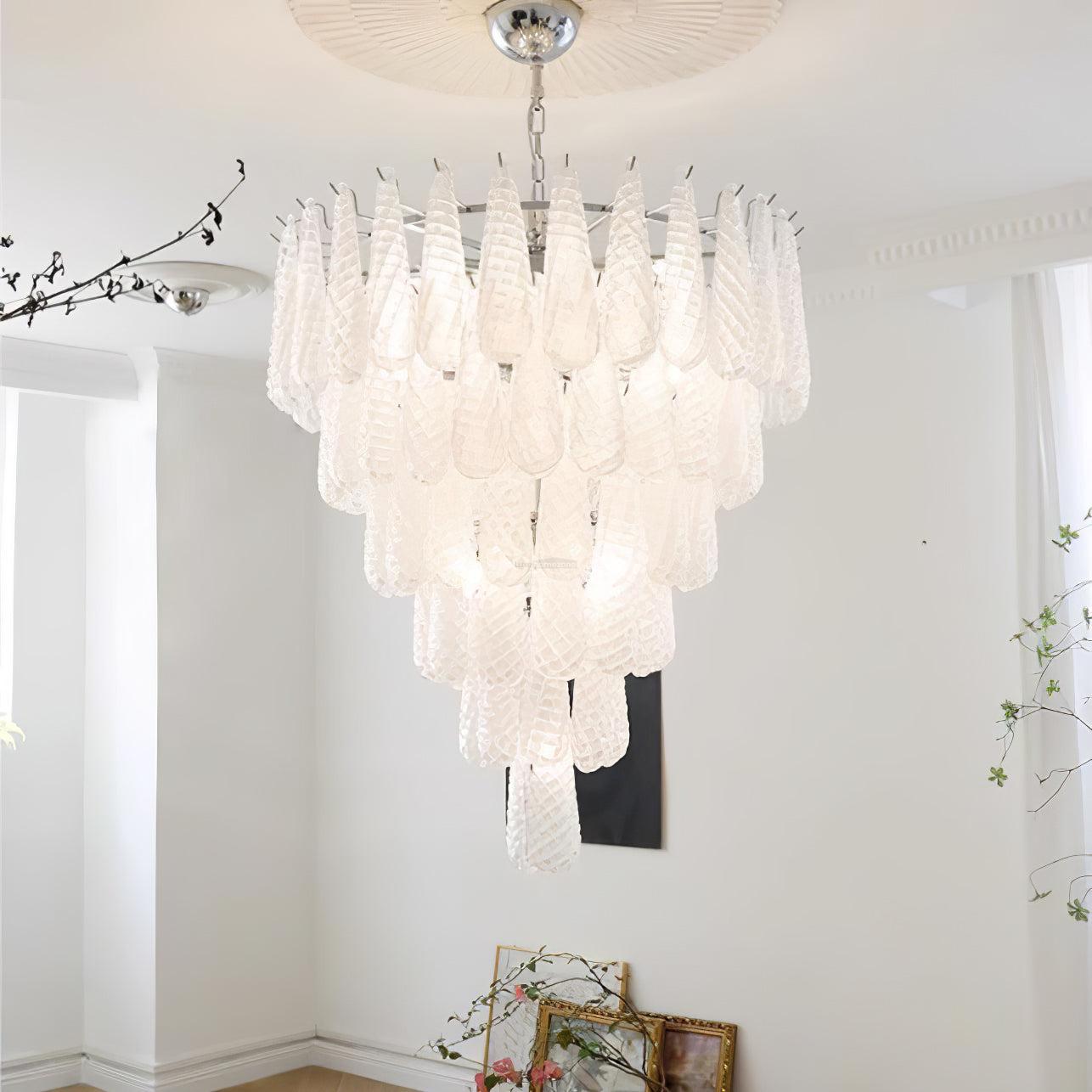 Grid Glass Style Waterfall Chandelier - Cylinder-1-Luxehomezone