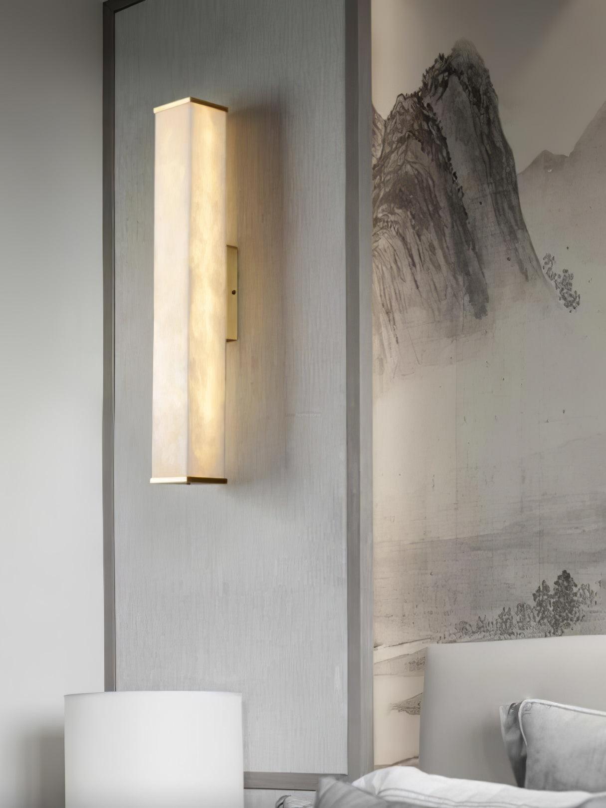 Cuboid Alabaster Wall Sconce - Alabaster, Alabaster Wall Lamp-1-Luxehomezone