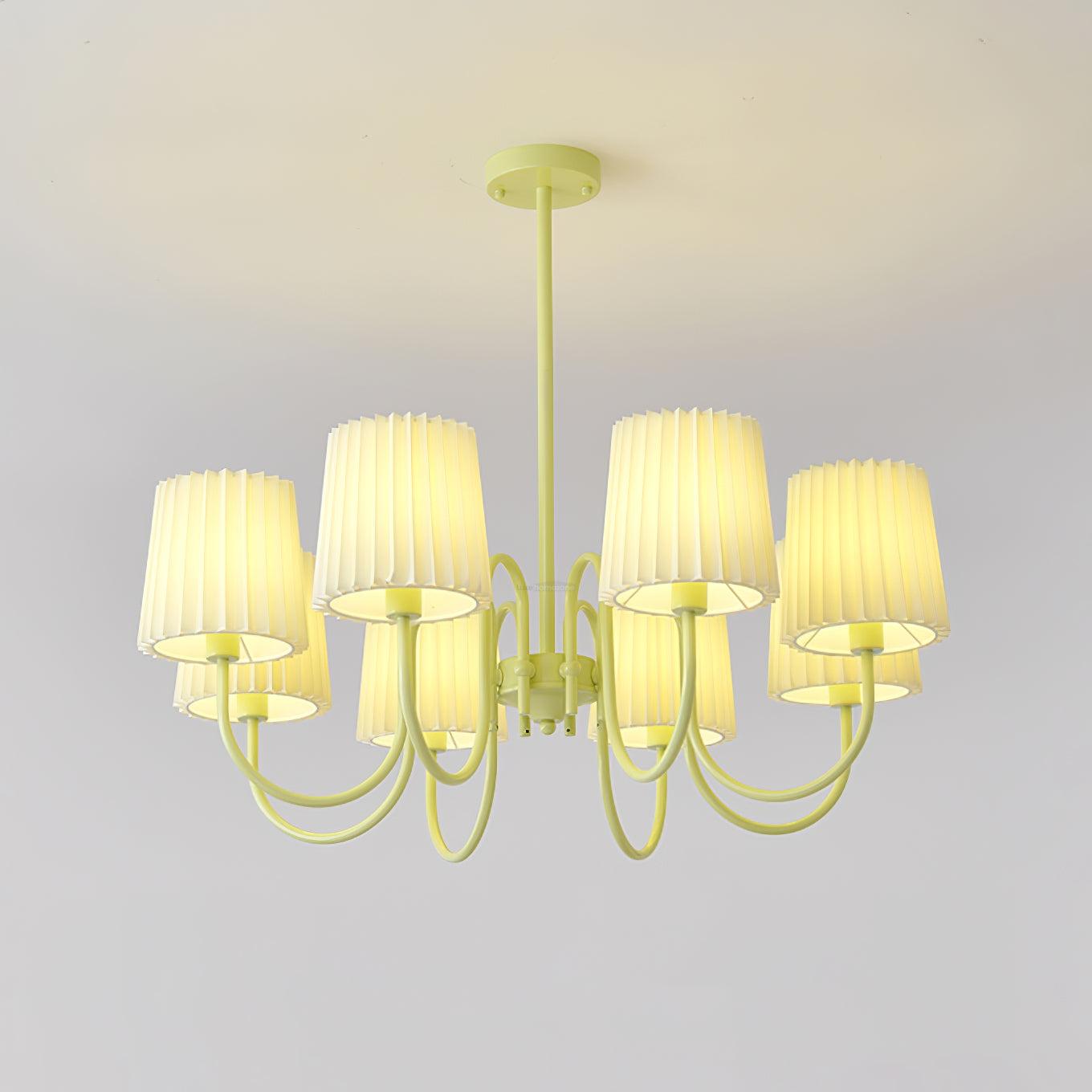 Pleated Fabric Matcha Chandelier with 4/5/6/8 heads - Variety-1-Luxehomezone