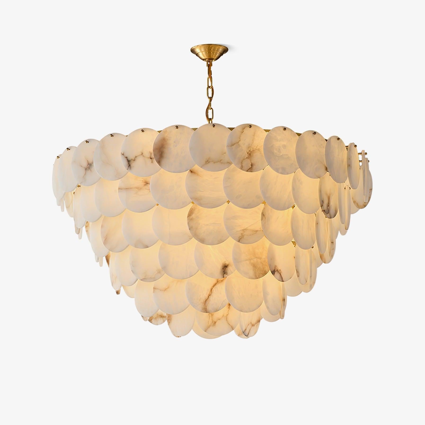 Alabaster Shell Brass Chandelier with 2/3/4/5/6 layer - Alabaster, Alabaster Chandelier-1-Luxehomezone