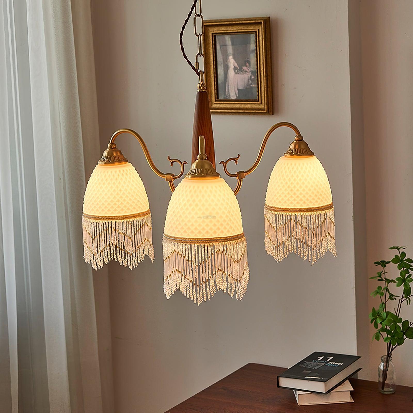 Mesh Tassel Glass Chandelier ∅ 19.7″ - Tassel-1-Luxehomezone