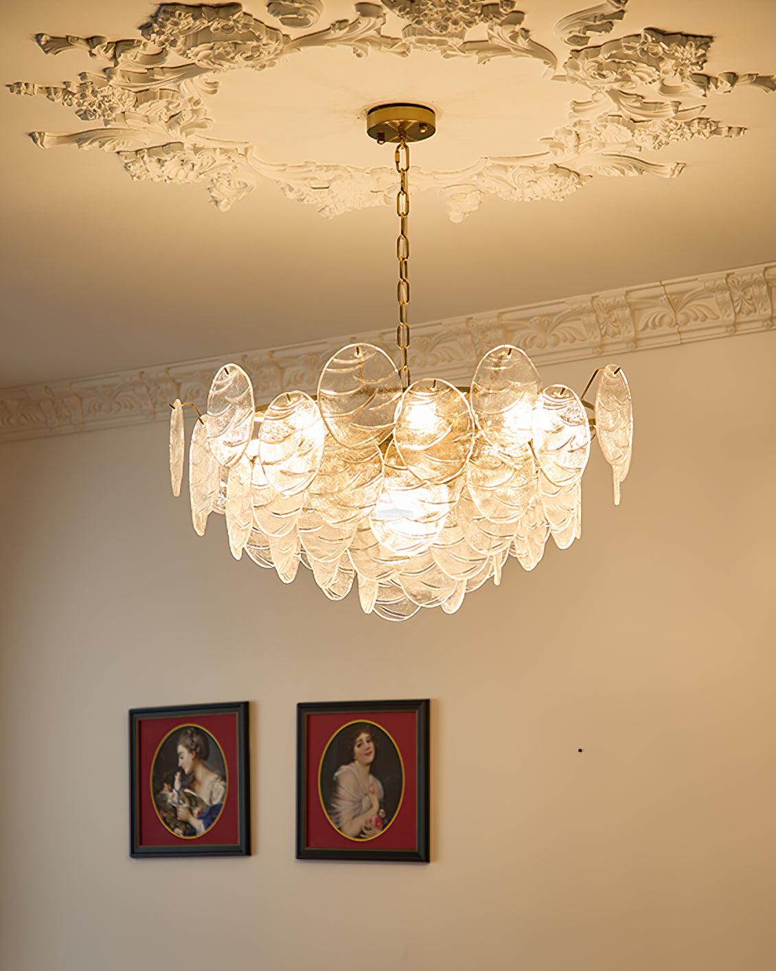 Victorian Disc Round Chandelier - Gold & Clear-1-Luxehomezone