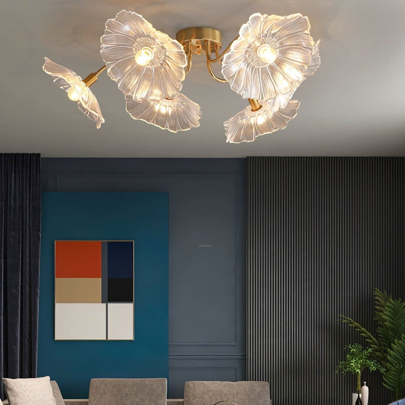 Lotus Leaf Glass Ceiling Lamp ∅ 31.5″/39.4'' - Luxehomezone