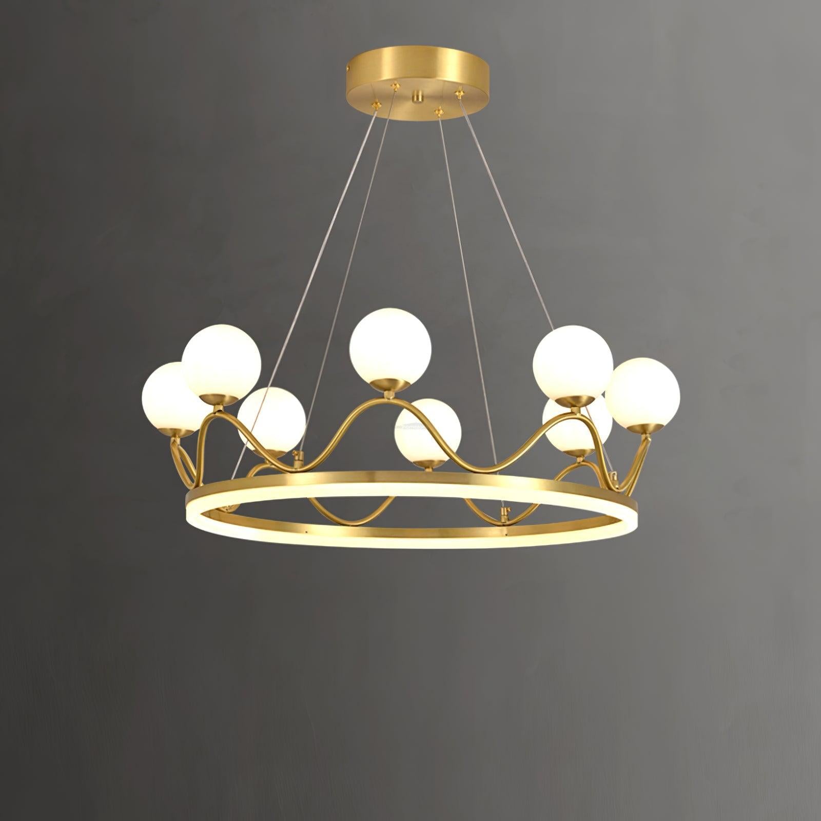 Crown Brass Round Chandelier - Bend-1-Luxehomezone