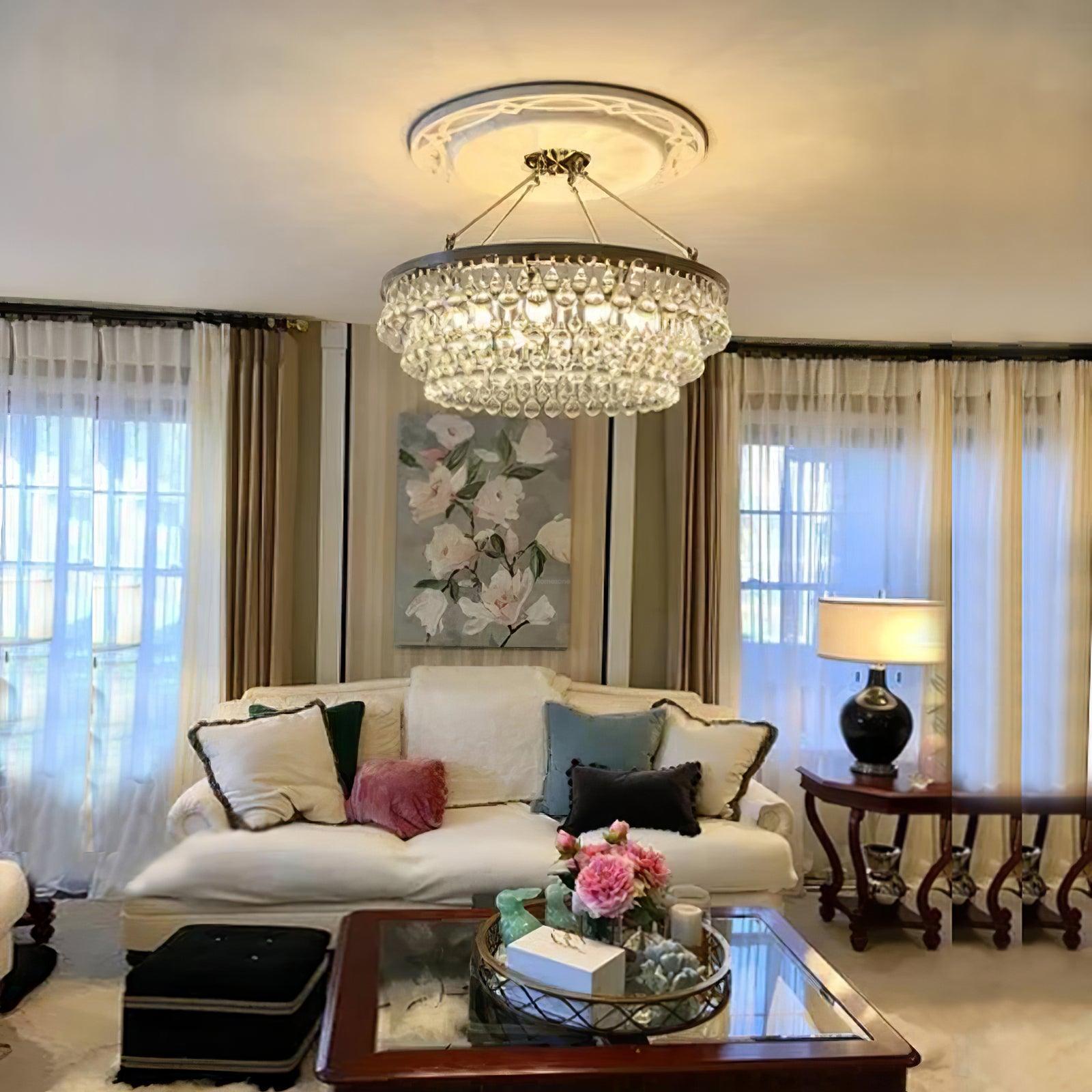 Unique Tiered Crystal Chandelier Φ 15.7″ - Crystals-1-Luxehomezone