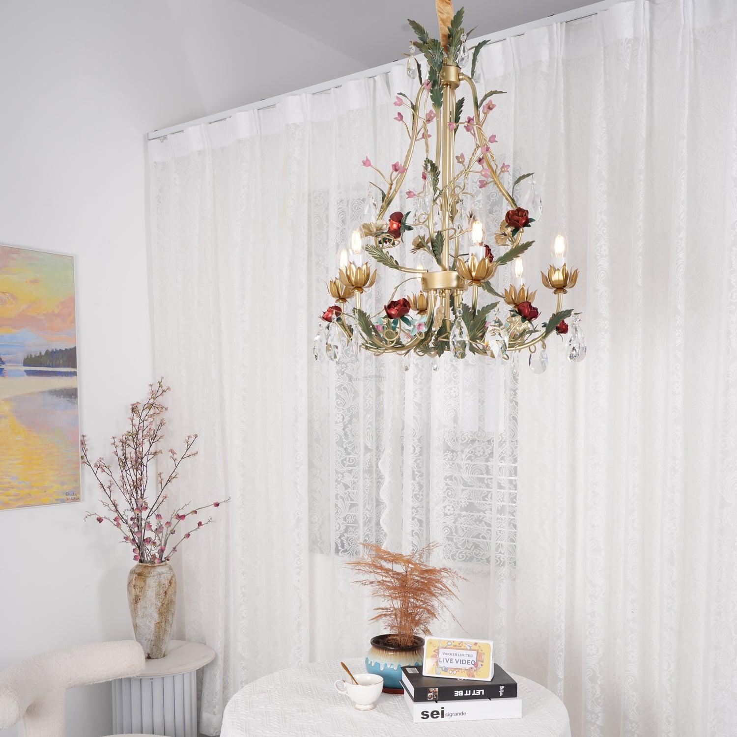 Candle Style Rose Love Chandelier with 6/8 heads - Candle-1-Luxehomezone