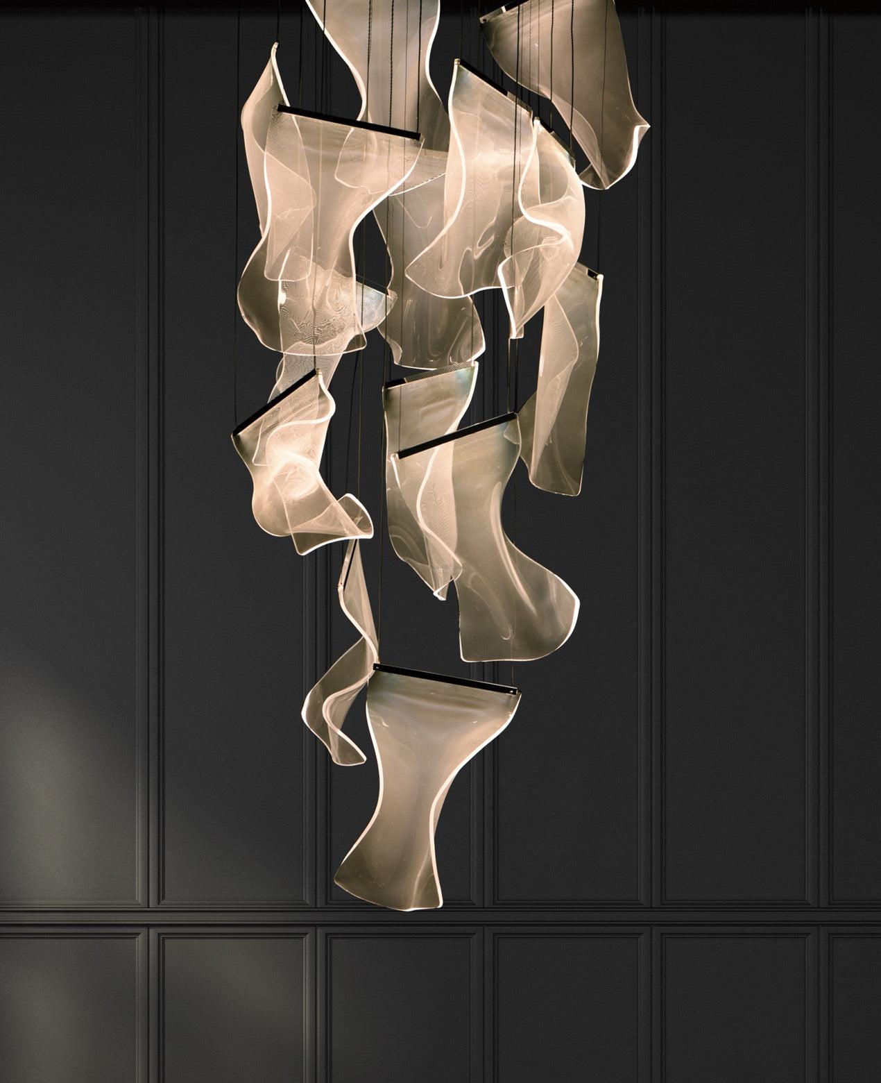 Acrylic Staircase Chandelier - Helia-1-Luxehomezone
