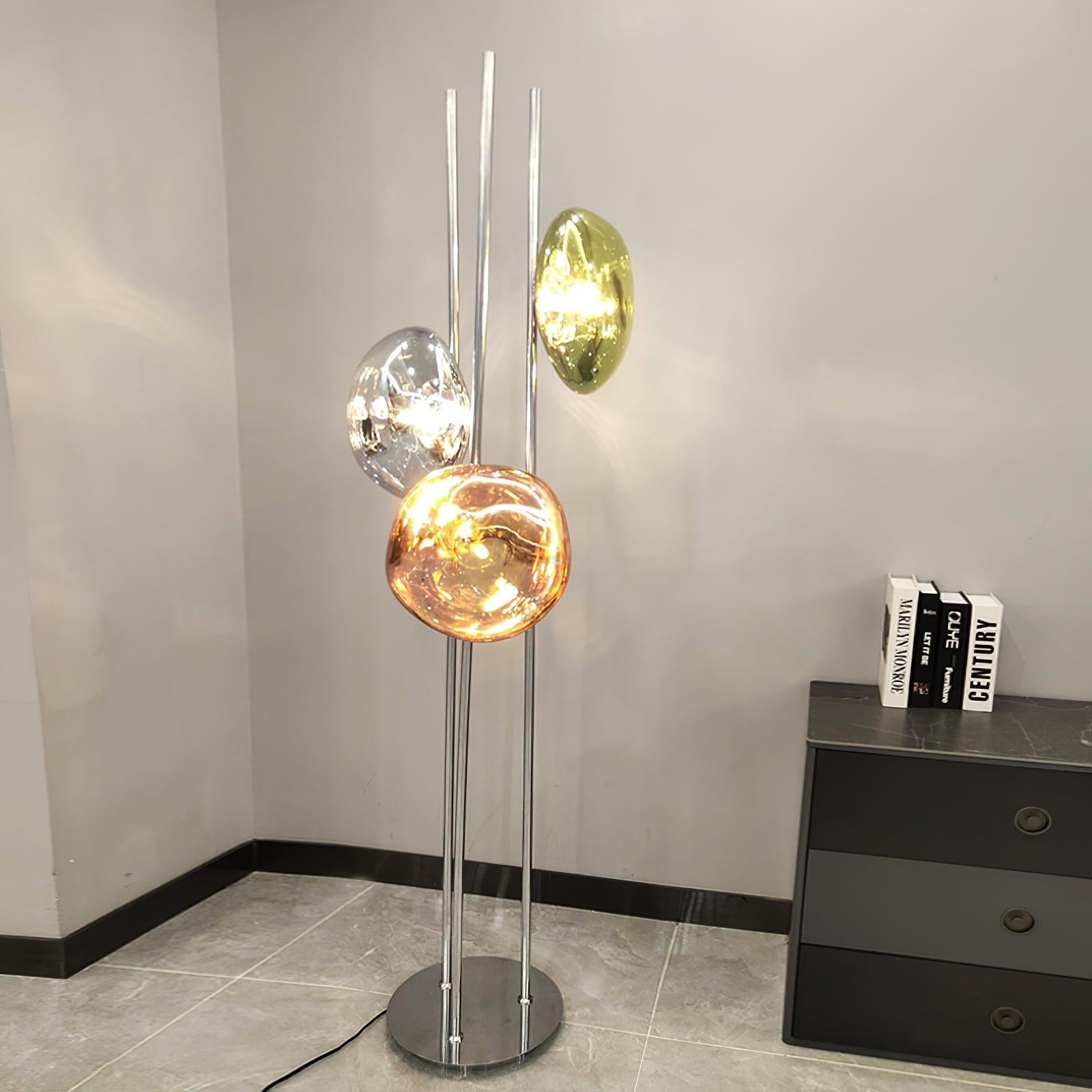 Three Light Glass Floor Lamp ∅ 13.8″ - Luxehomezone