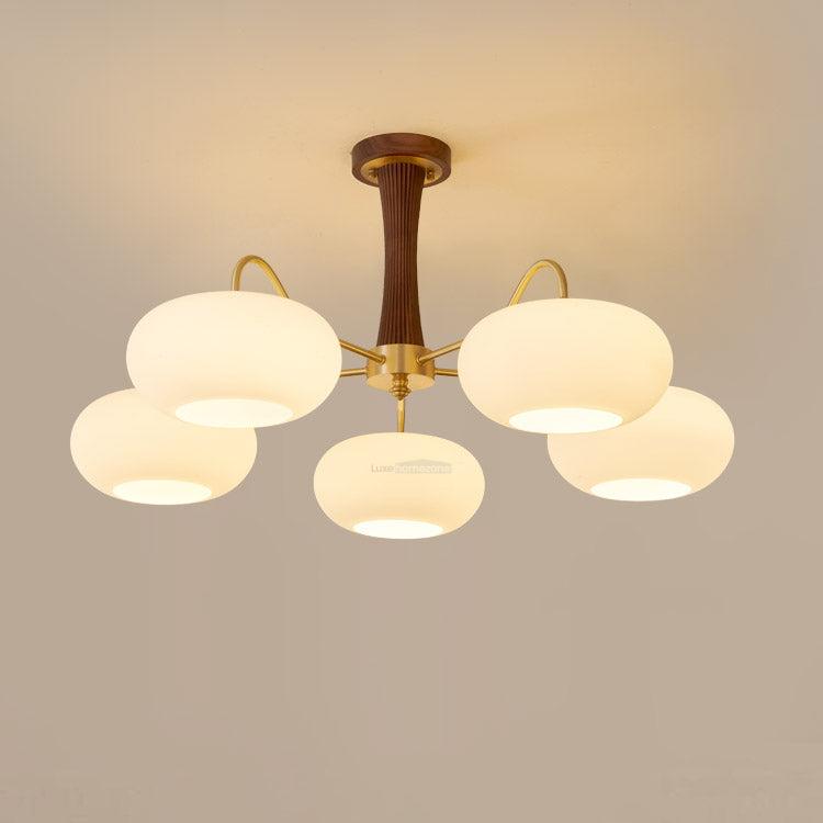 Brass Wooden Persimmon Ceiling Light For Living Room - Glass Chandelier, Persimmon, Semi Flush Mounts-1-Luxehomezone