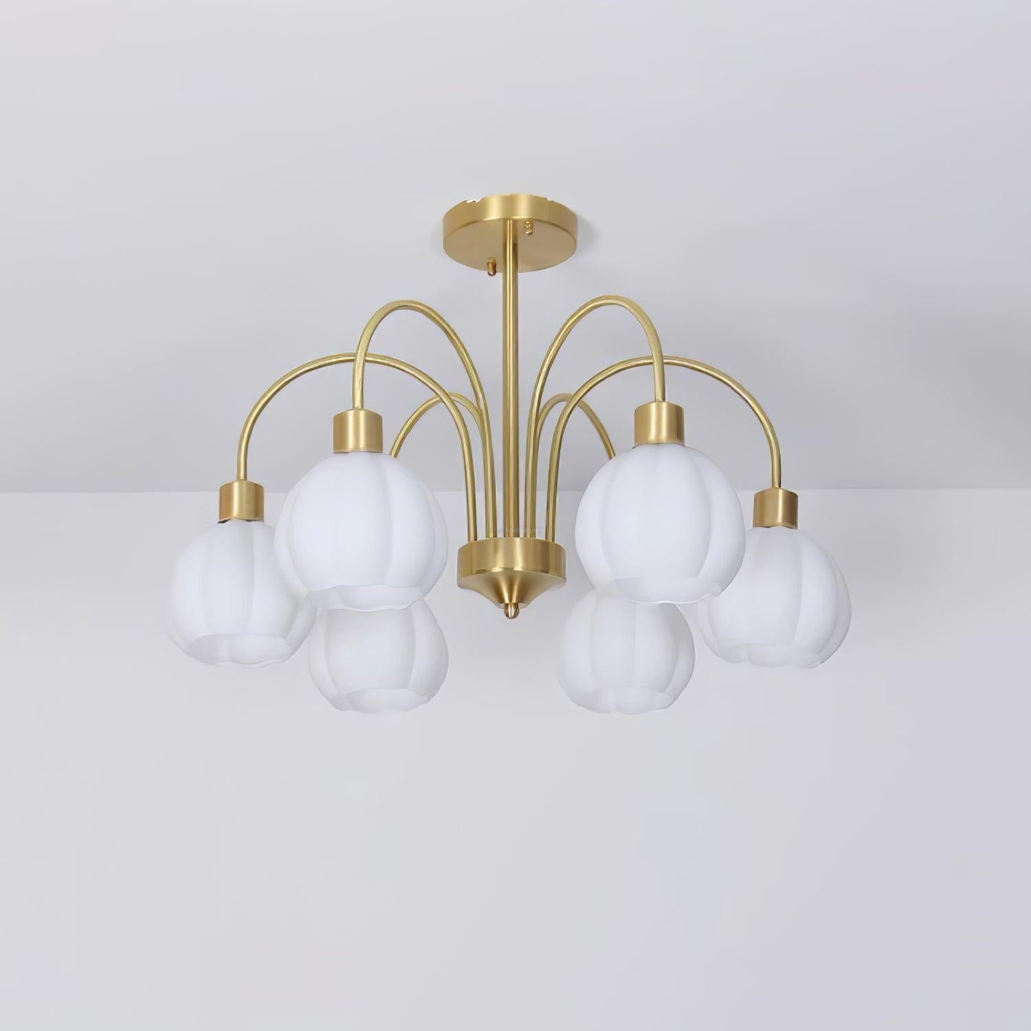 Golden Pumpkin Glass Chandelier with 3/5/6/8 heads - Bend-1-Luxehomezone