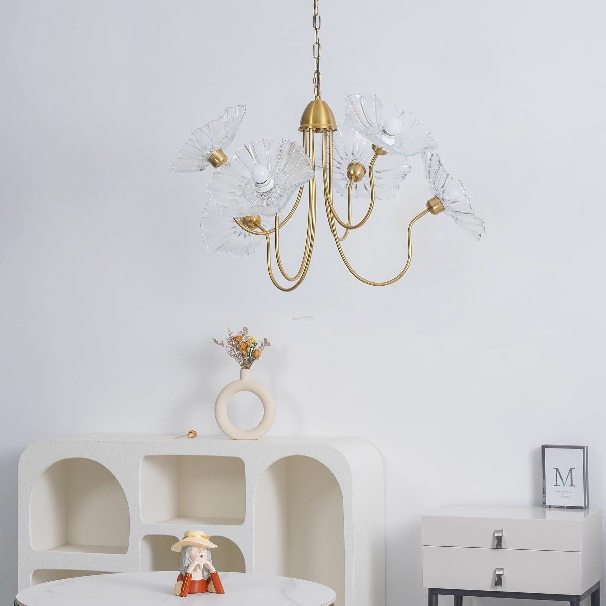 Lotus Leaf Glass Chandelier ∅ 35.4″ - Luxehomezone