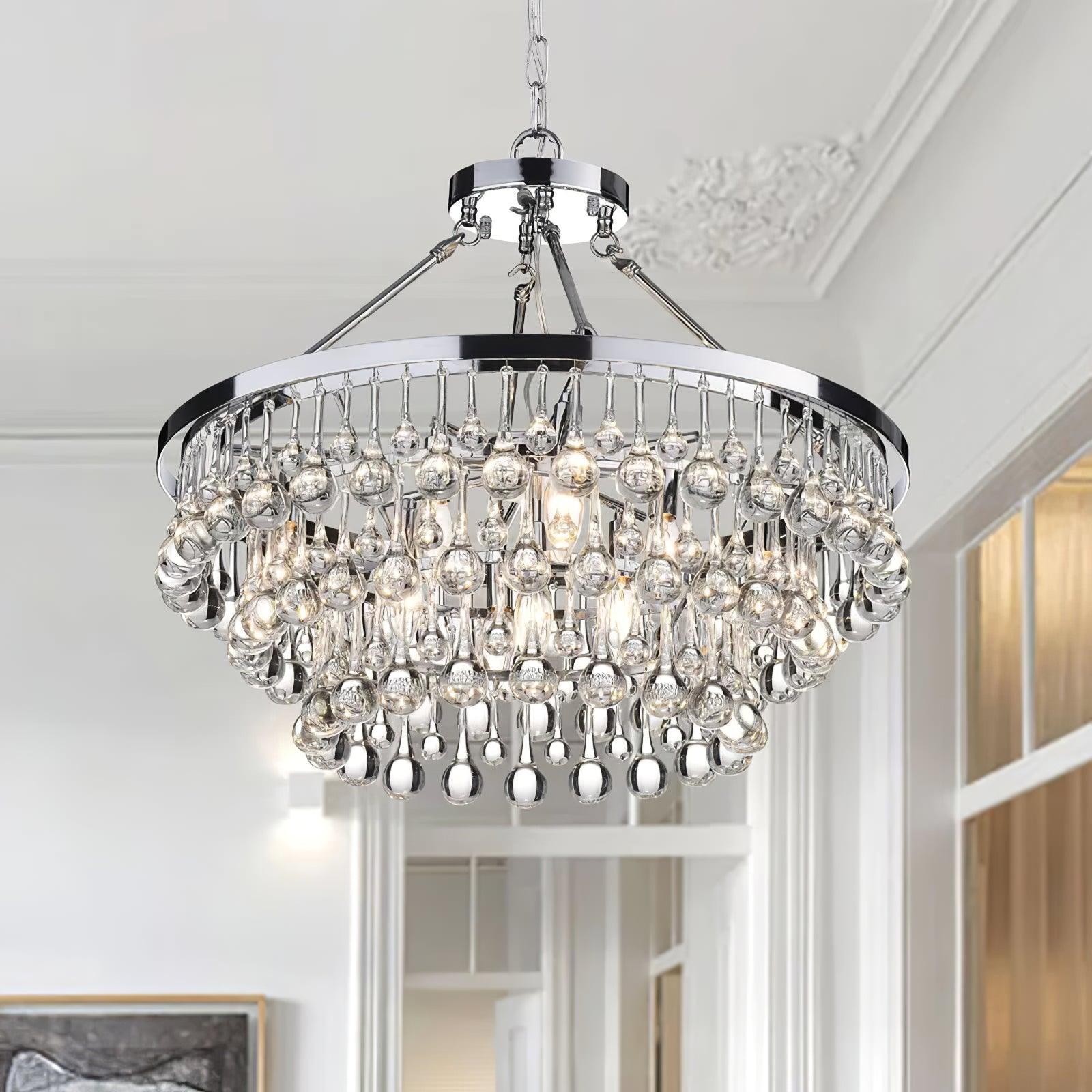 Unique Tiered Crystal Chandelier Φ 15.7″ - Crystals-1-Luxehomezone