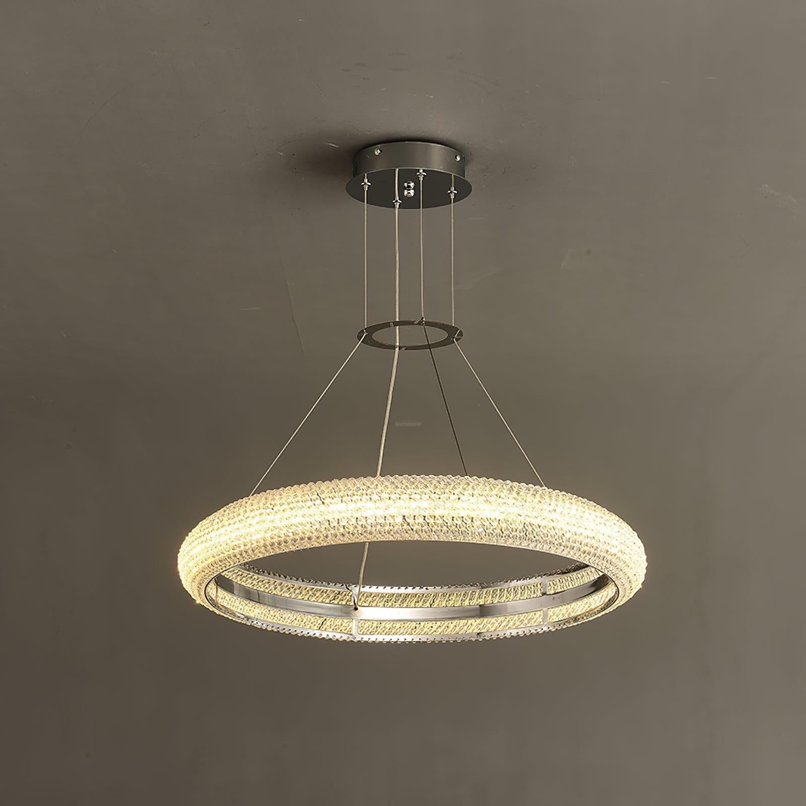 Asscher Ring Chandelier ∅ 17.7″ - Crystals-1-Luxehomezone