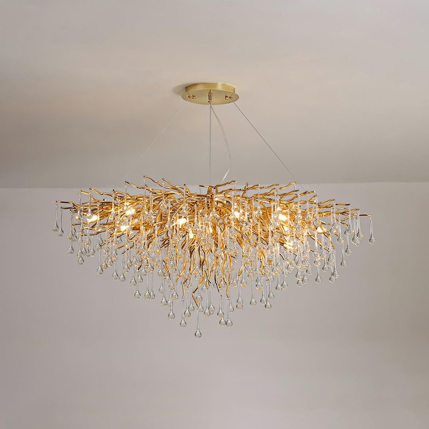 Teardrop Style Crystal Chandelier - Crystals, Gold & Clear crystal-1-Luxehomezone