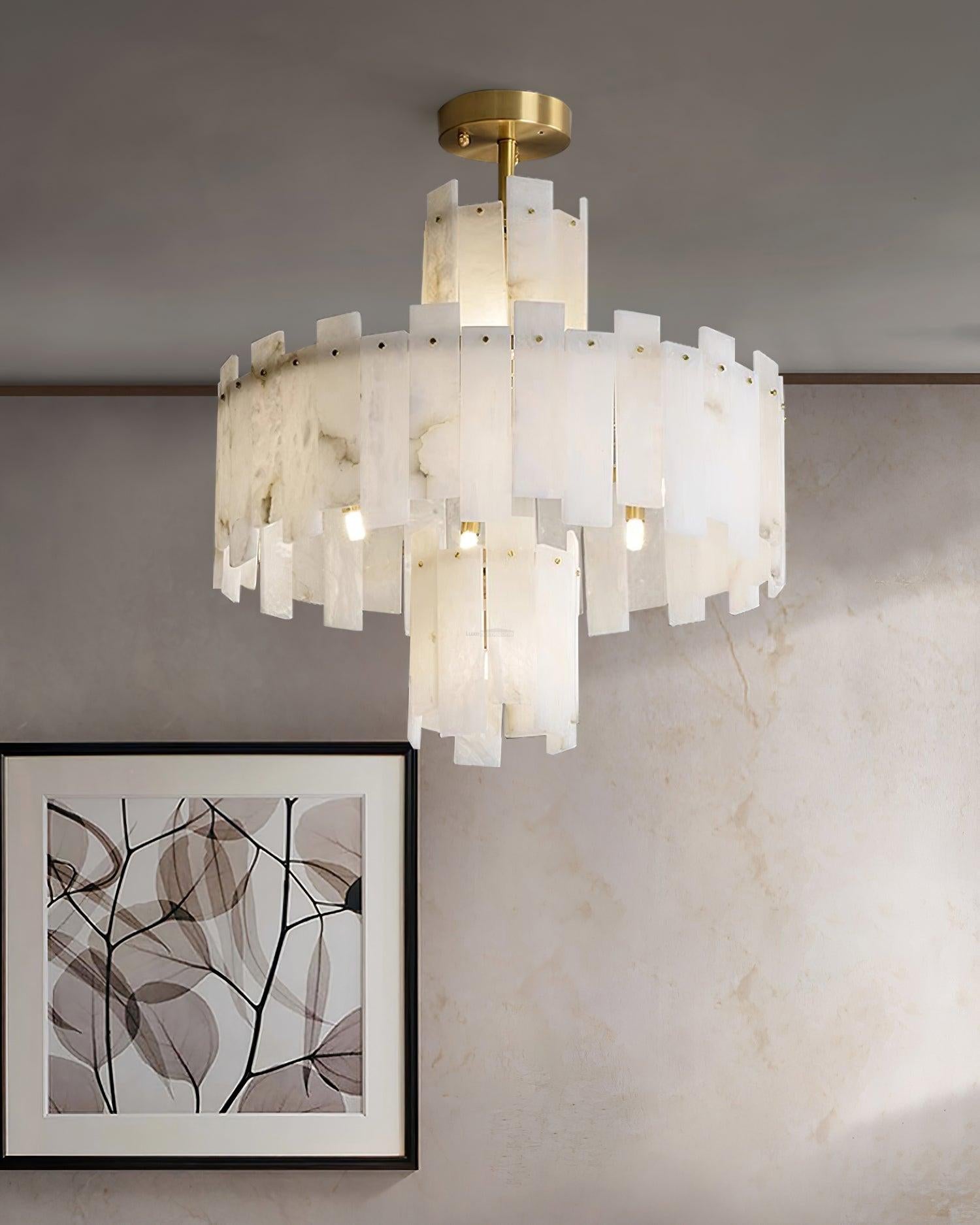 Regina Alabaster Round Chandelier - Alabaster, Alabaster Chandelier-1-Luxehomezone