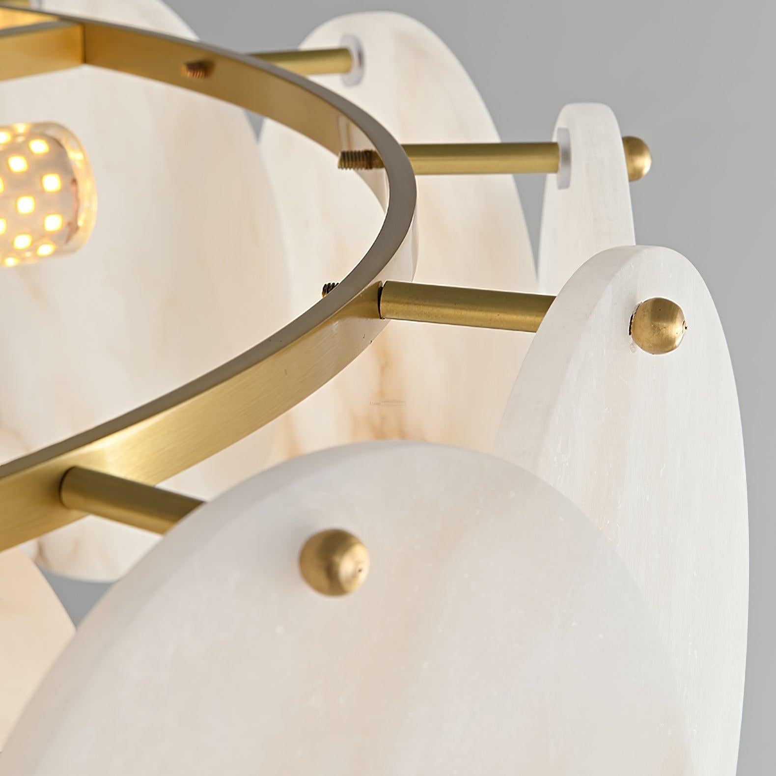 Alabaster Shell Brass Chandelier with 2/3/4/5/6 layer - Alabaster, Alabaster Chandelier-1-Luxehomezone