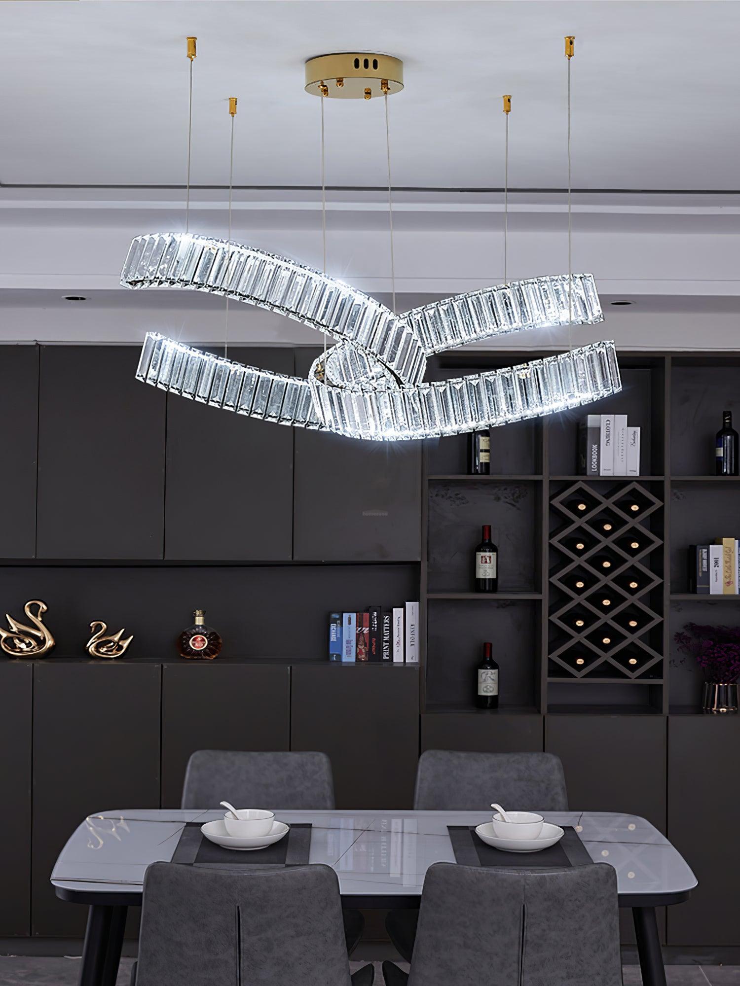 Vortex Double Circular Chandelier - Crystals, Straps-1-Luxehomezone