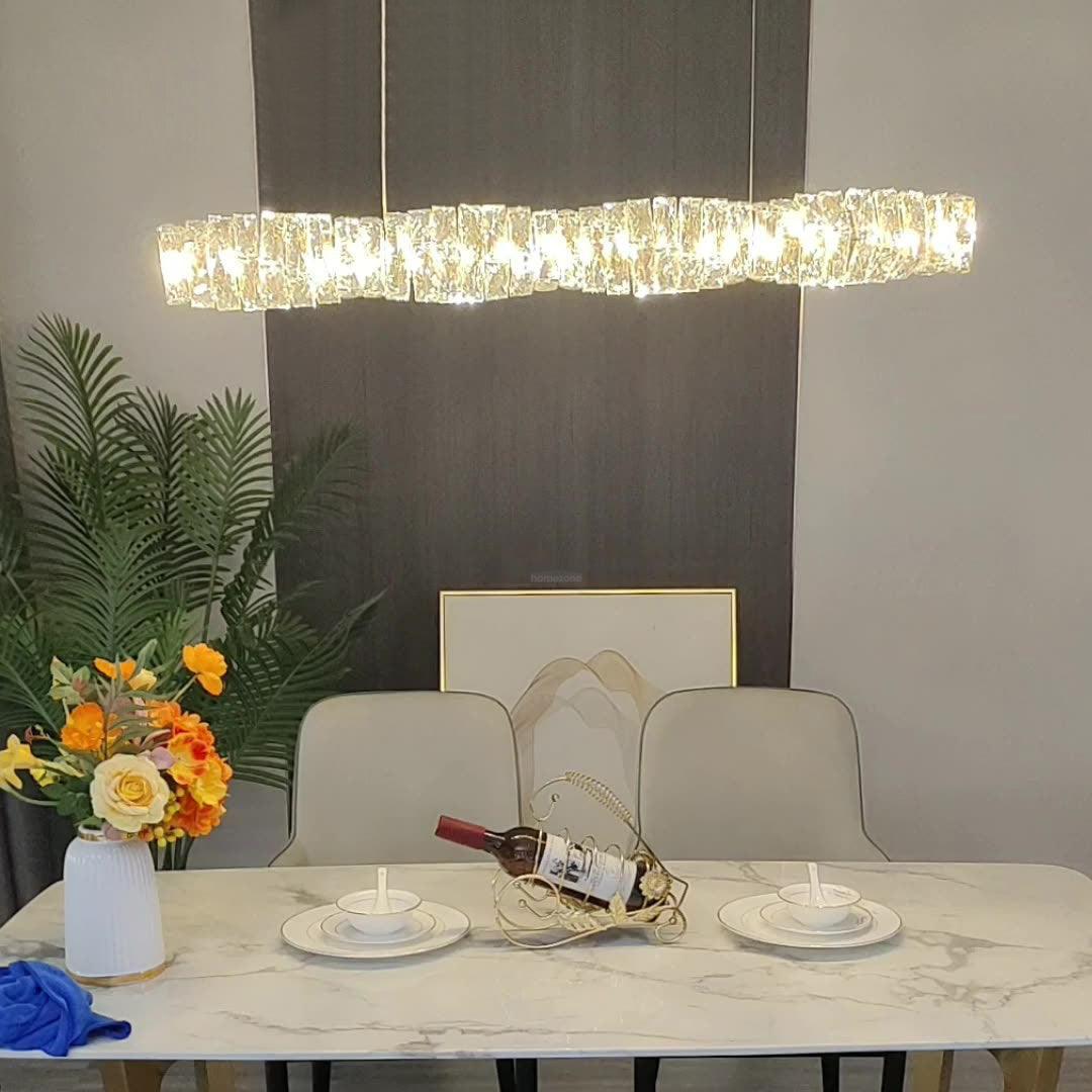 Long Crystal  Linear Pendant Light - Bar-1-Luxehomezone