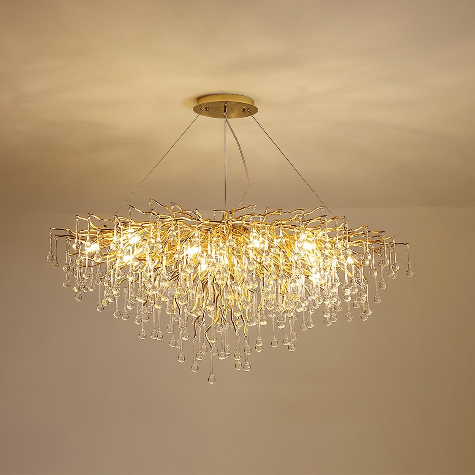 Teardrop Style Crystal Chandelier - Crystals, Gold & Clear crystal-1-Luxehomezone