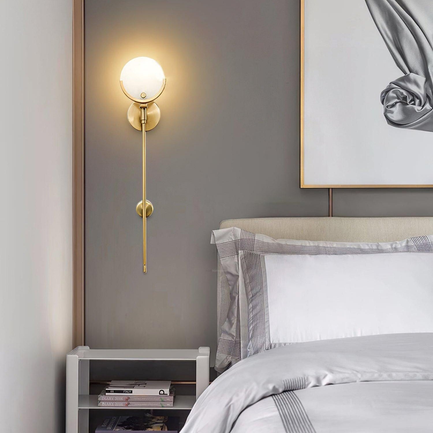 Ava Alabaster Brass Wall Sconce - Alabaster, Alabaster Wall Lamp-1-Luxehomezone