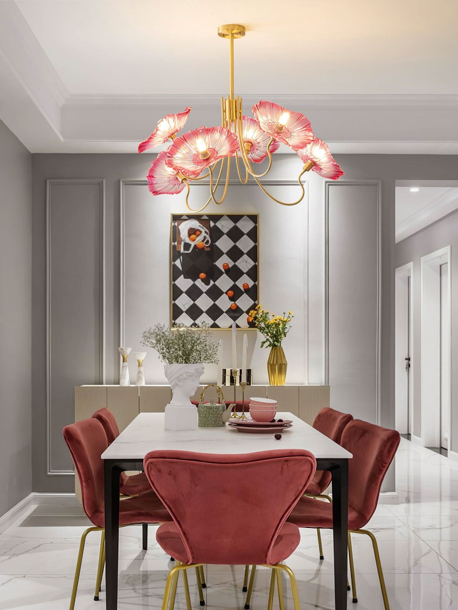 Lotus Leaf Glass Chandelier ∅ 35.4″ - Luxehomezone